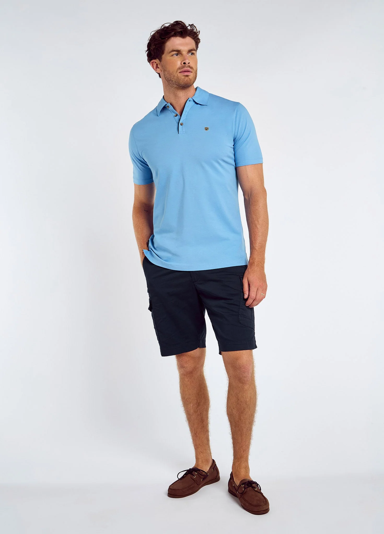 Kilmurray Men’s three-button polo - Azure - Image 2