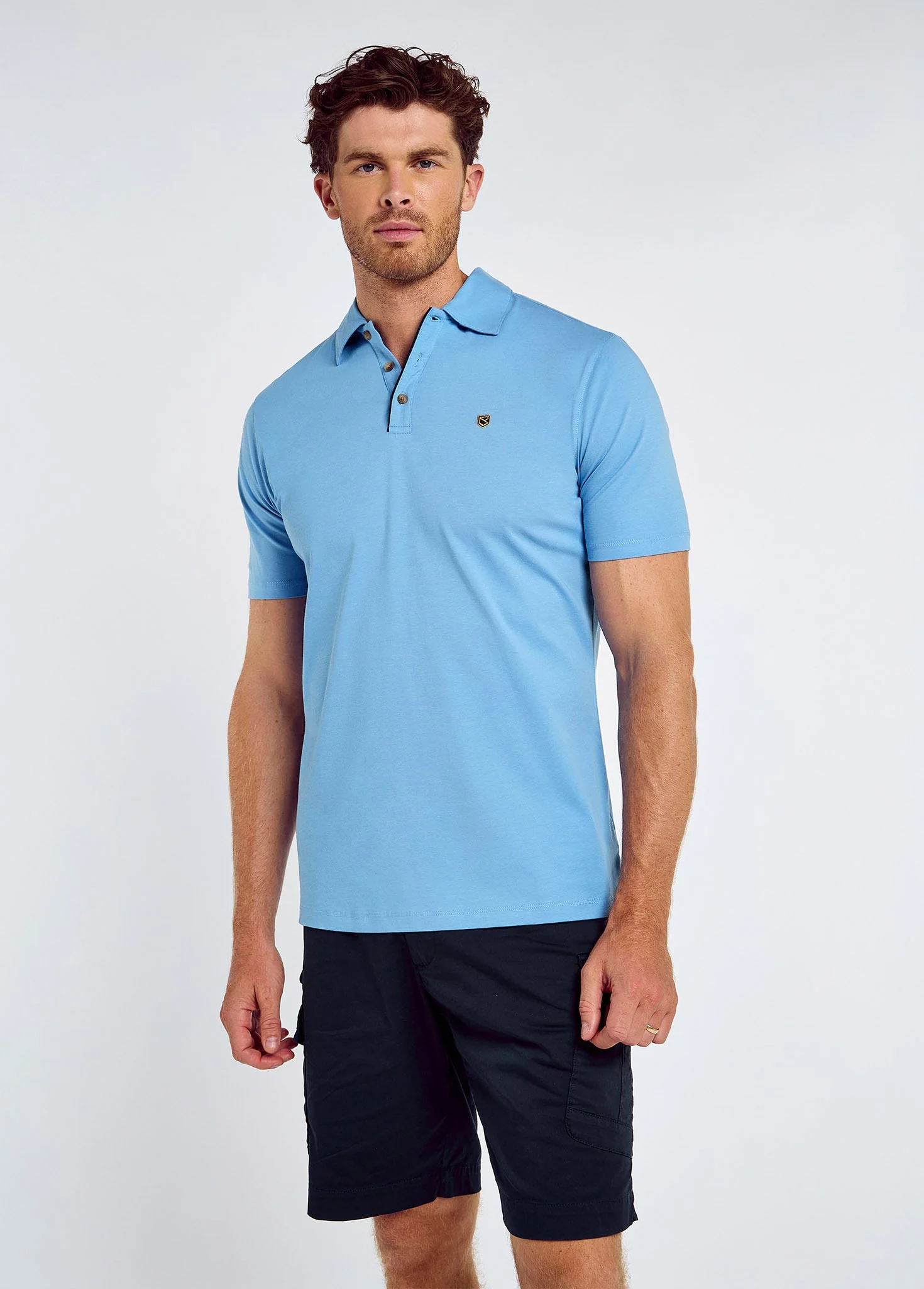 Kilmurray Men’s three-button polo - Azure - Image 3
