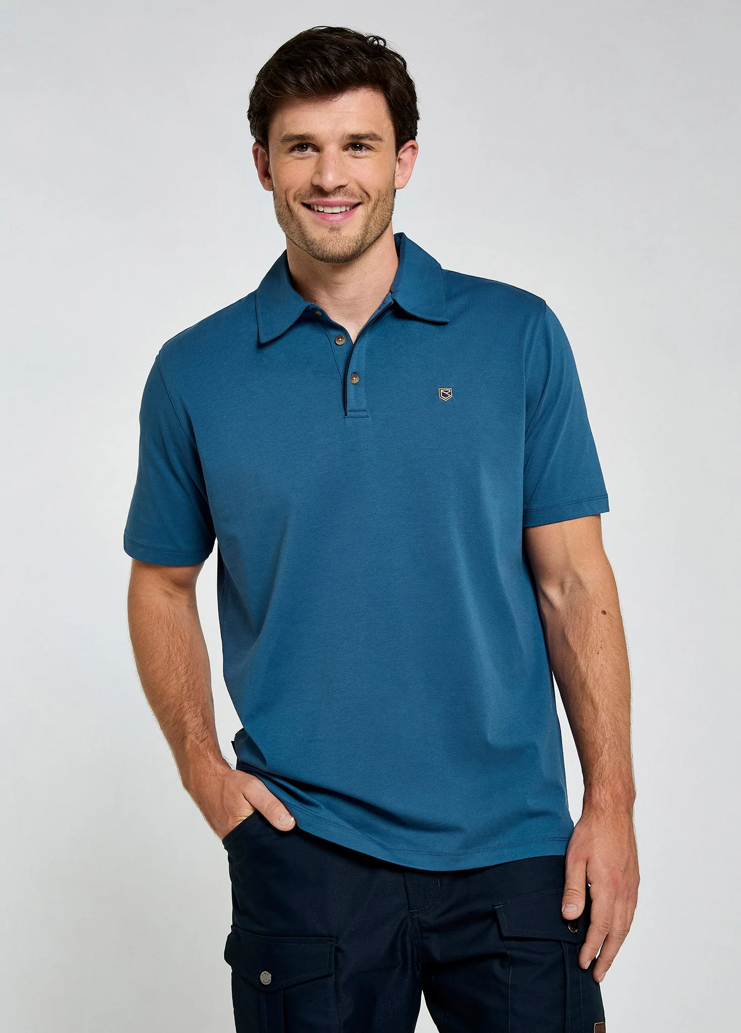 Kilmurray Men’s Three-Button Polo - Indigo - Image 3