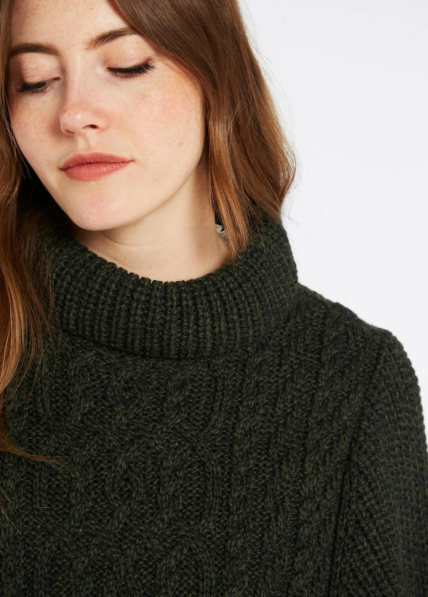 Kilronan Women’s Merino Poncho - Olive - Image 5