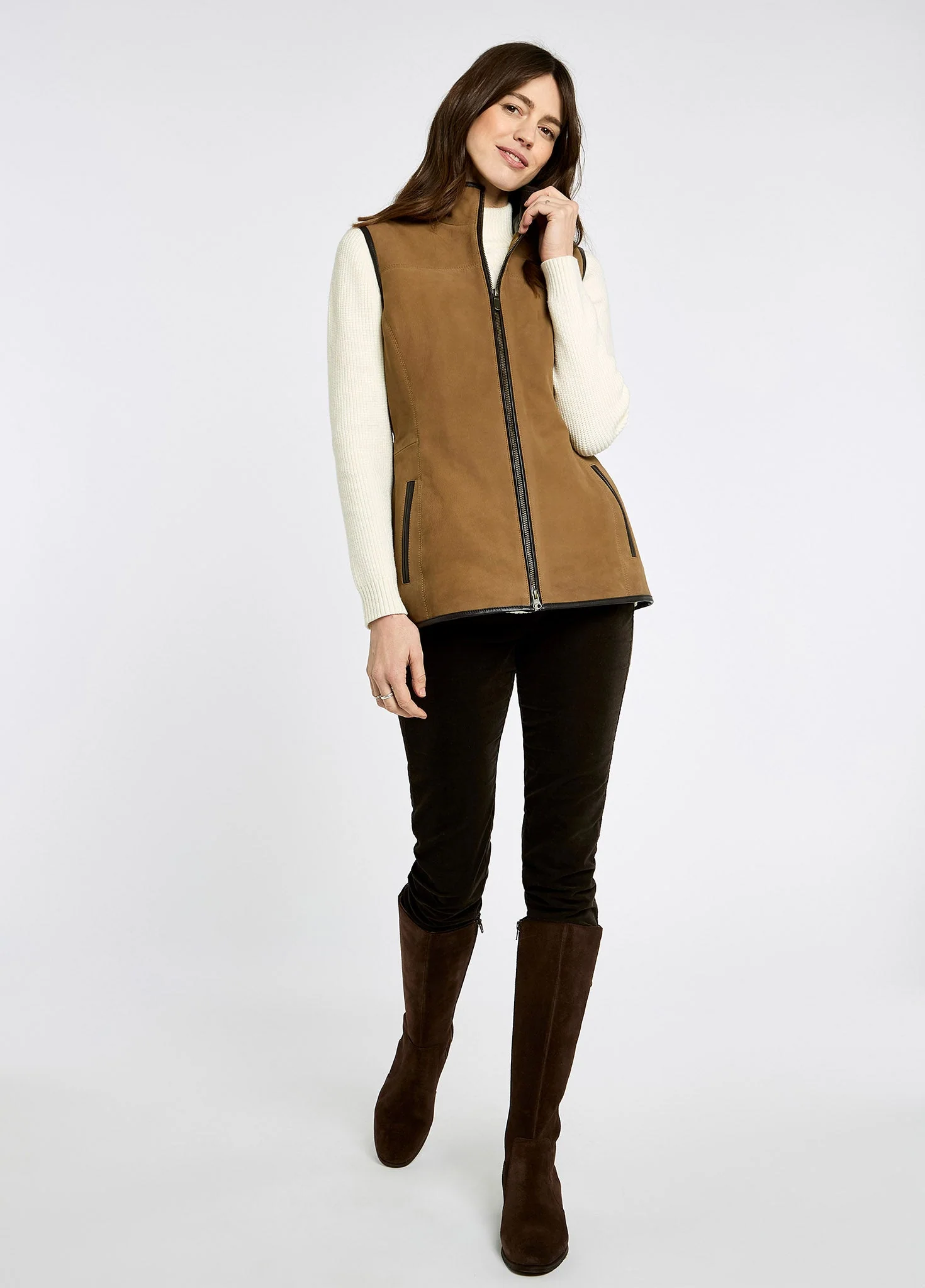 Kingston Leather Gilet - Tan - Image 2