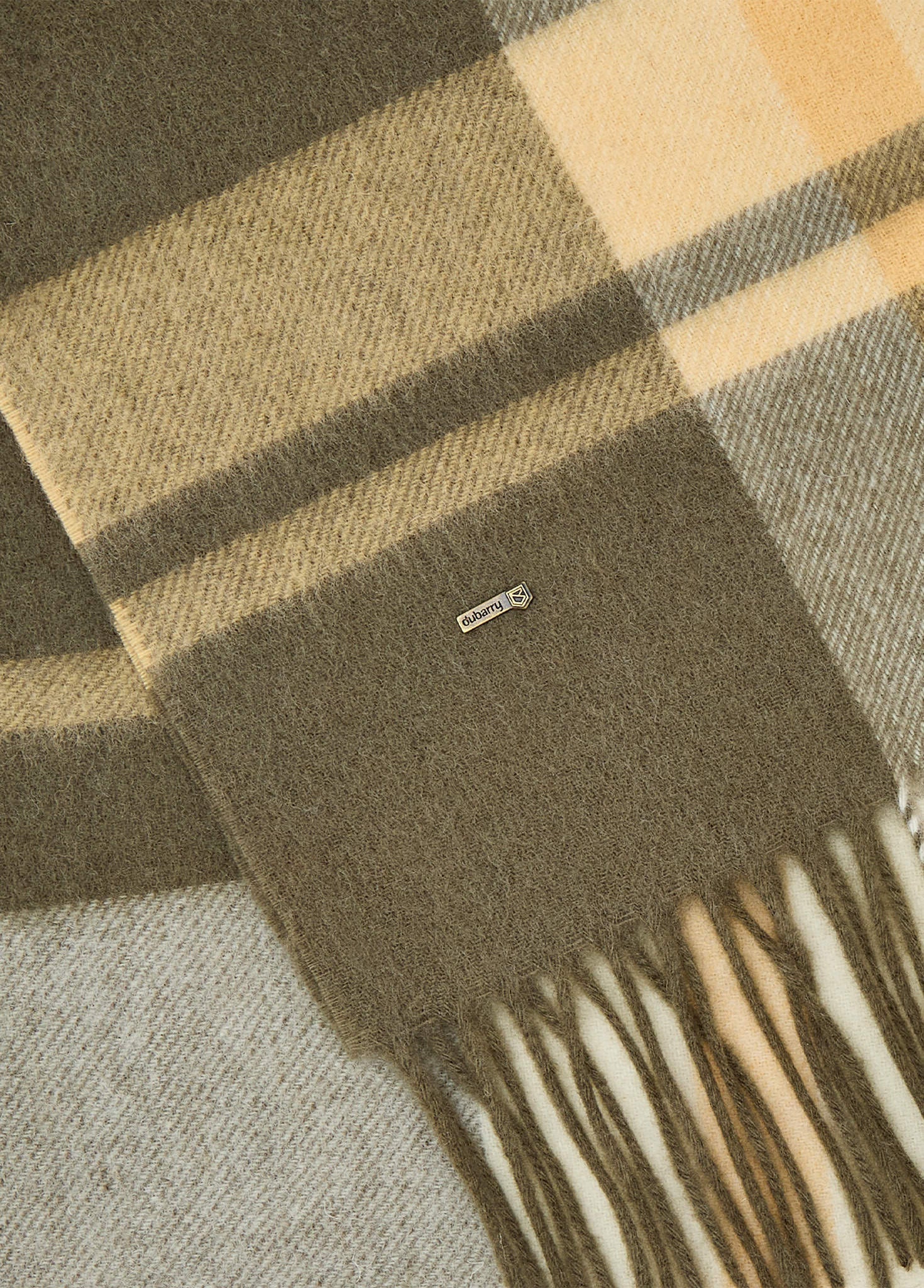 Kinvara Wool check scarf - Dusky Green - Image 2