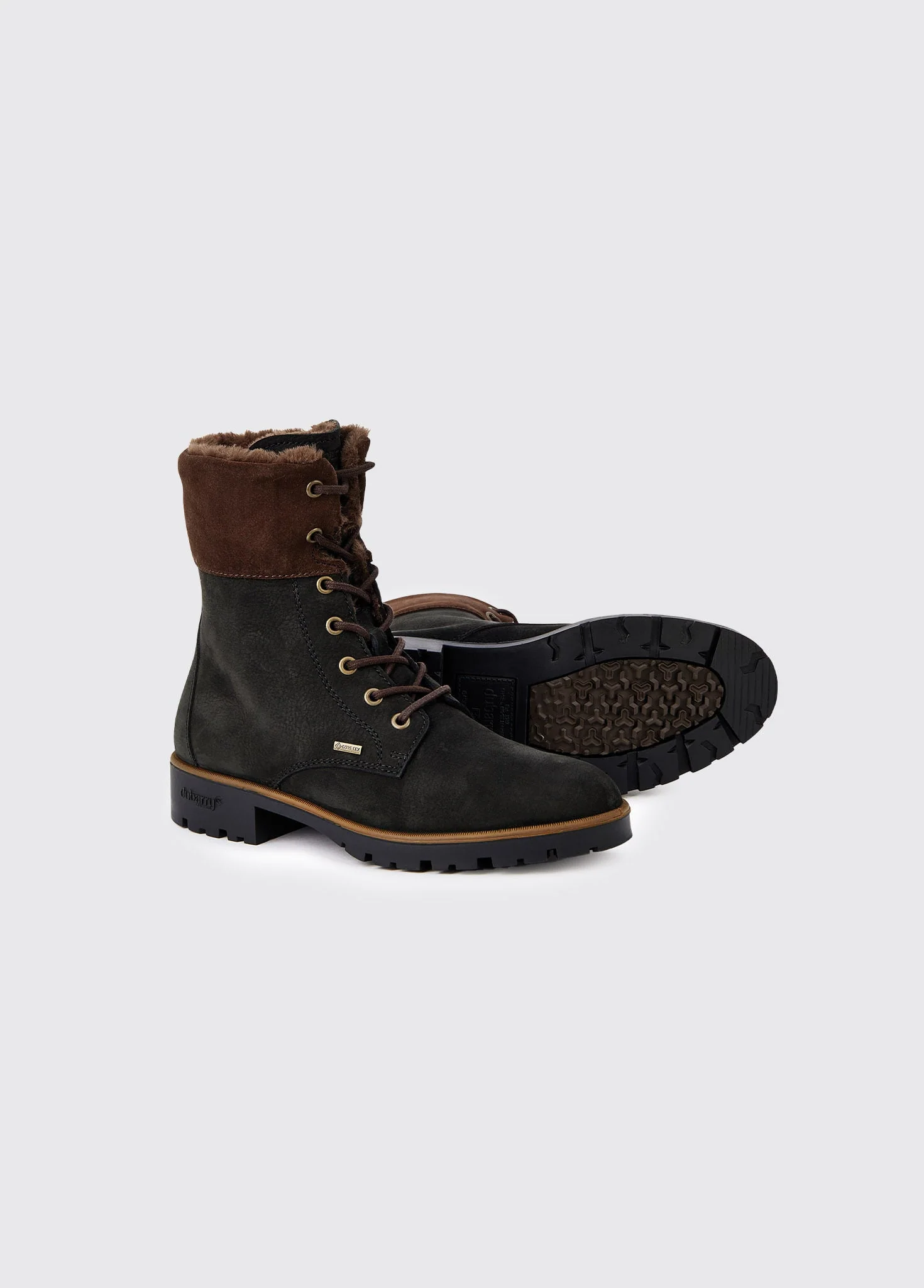 Glengarriff Ladies Fur Lined Laced Ankle Boot - Black - Image 3