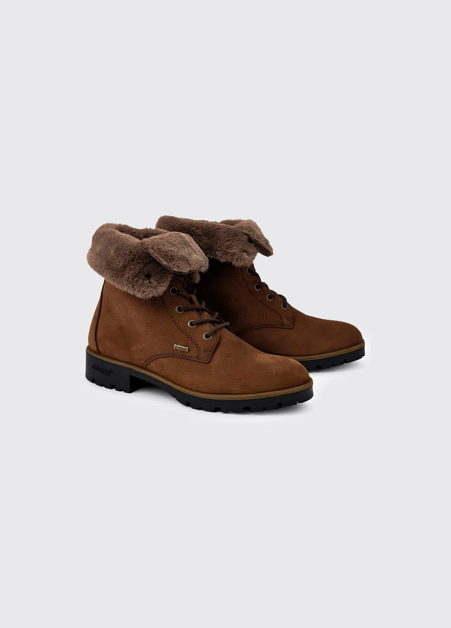 Glengarriff Ladies Fur Lined Laced Ankle Boot - Walnut