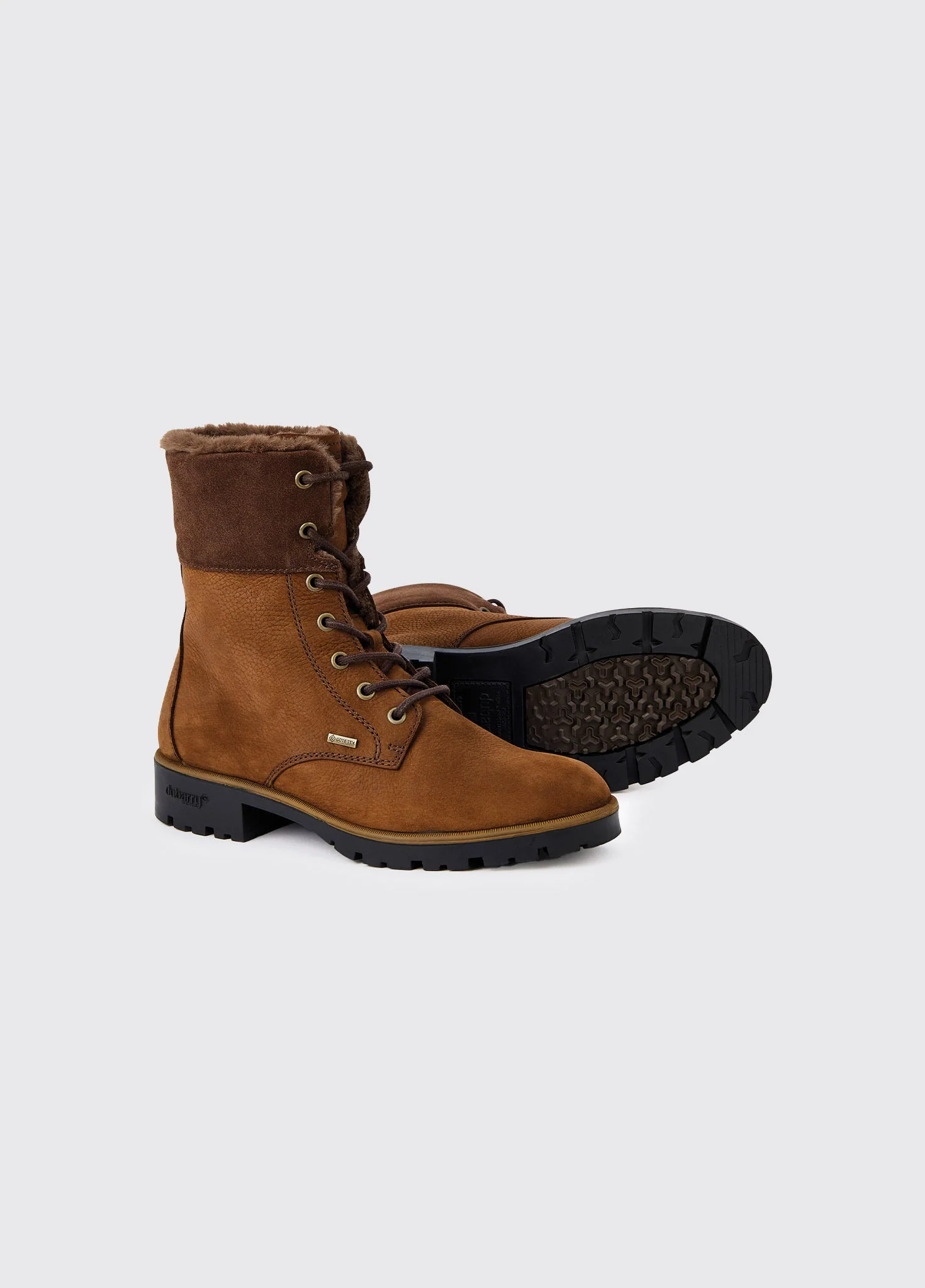 Glengarriff Ladies Fur Lined Laced Ankle Boot - Walnut - Image 4