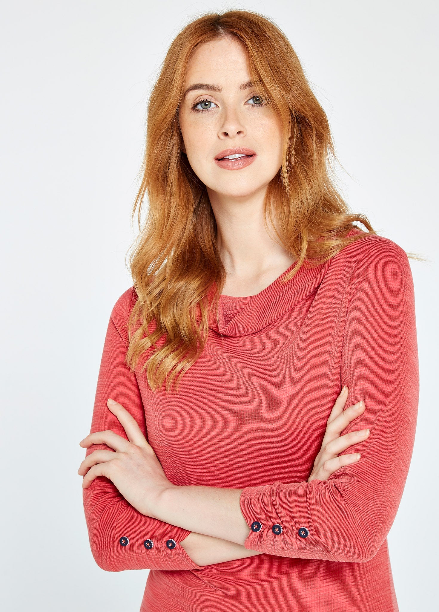 Hillgrove cowl neck top - Nantuck Red - Image 4