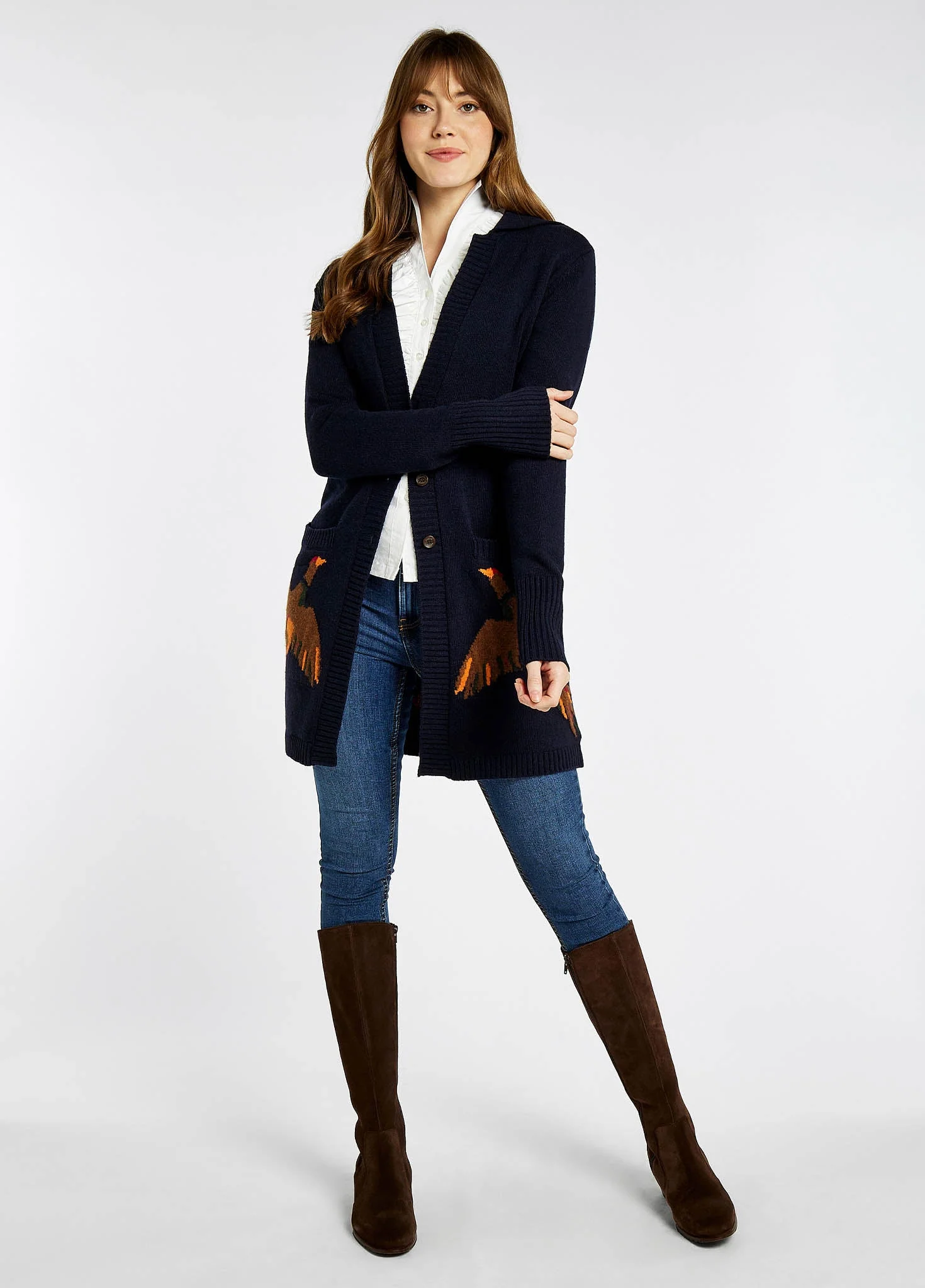 Dromore Knitted Cardigan - Navy - Image 2
