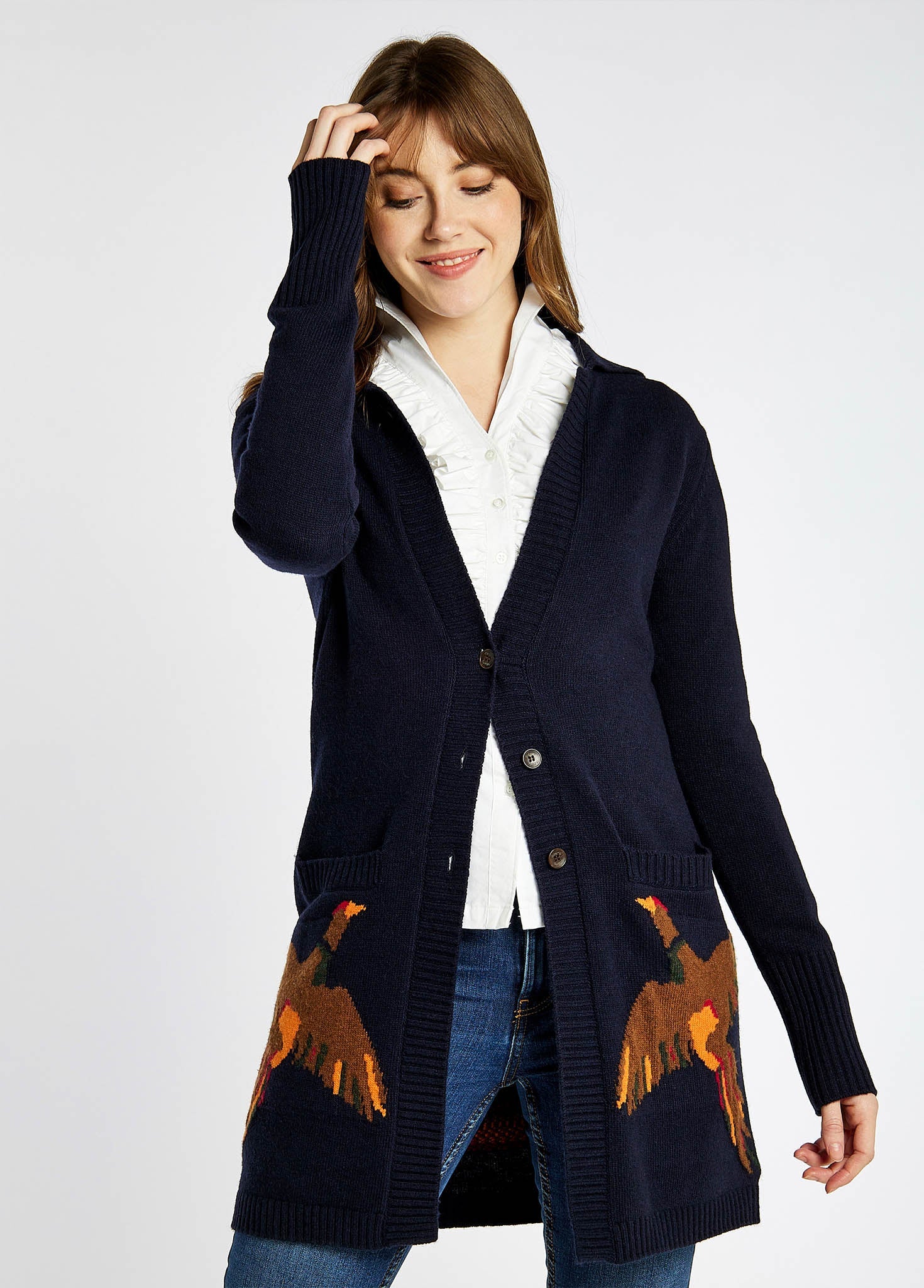 Dromore Knitted Cardigan - Navy - Image 3