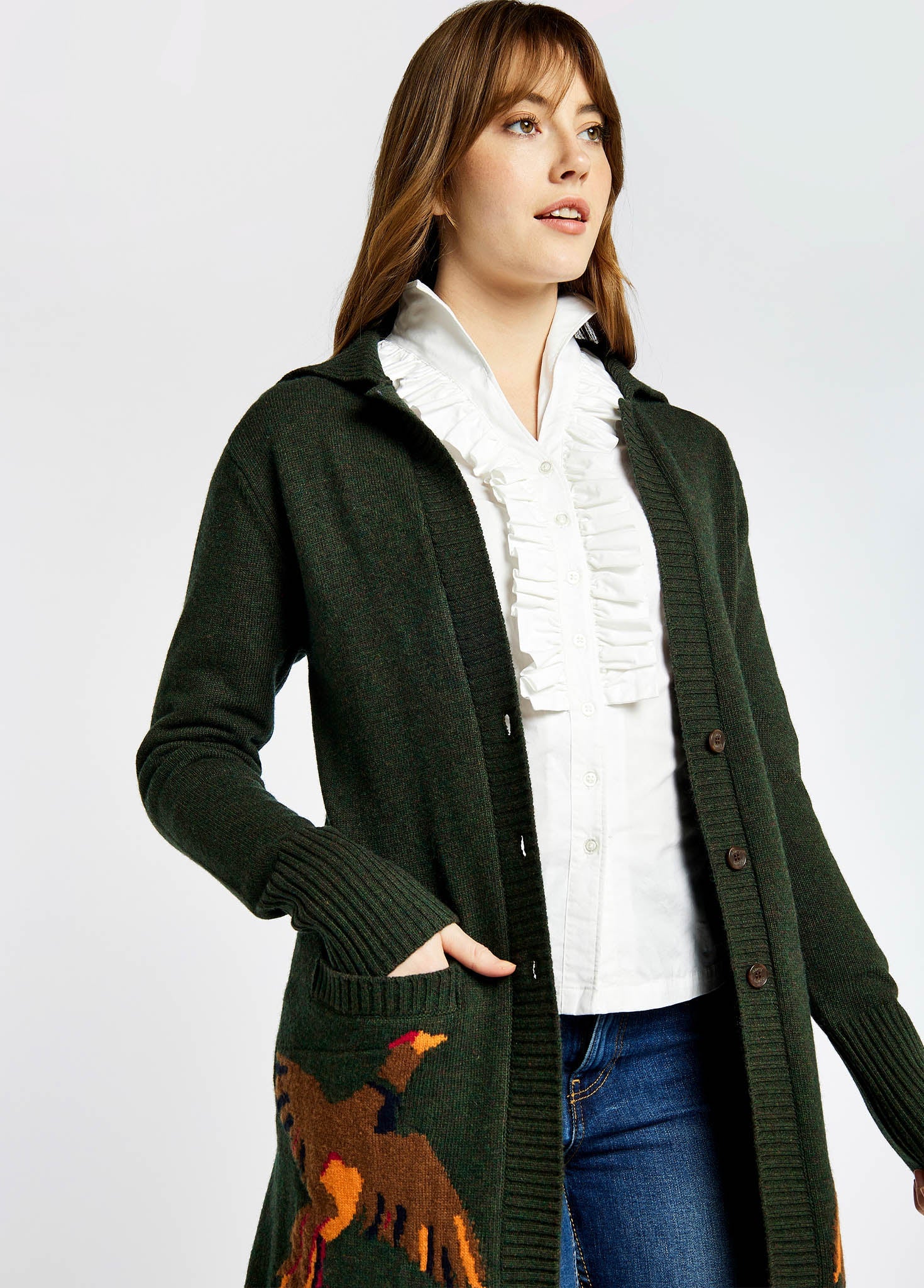 Dromore Knitted Cardigan - Olive - Image 4