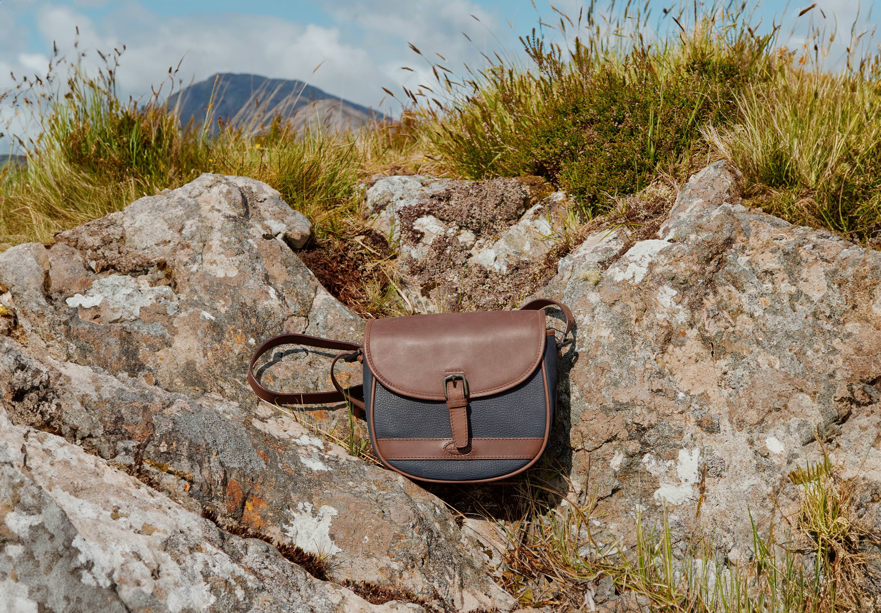 Clara Ladies Leather Saddle bag - Navy/Brown - Image 3