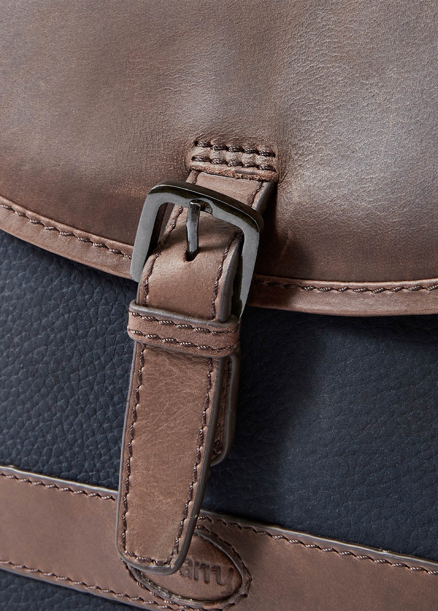 Clara Ladies Leather Saddle bag - Navy/Brown - Image 5