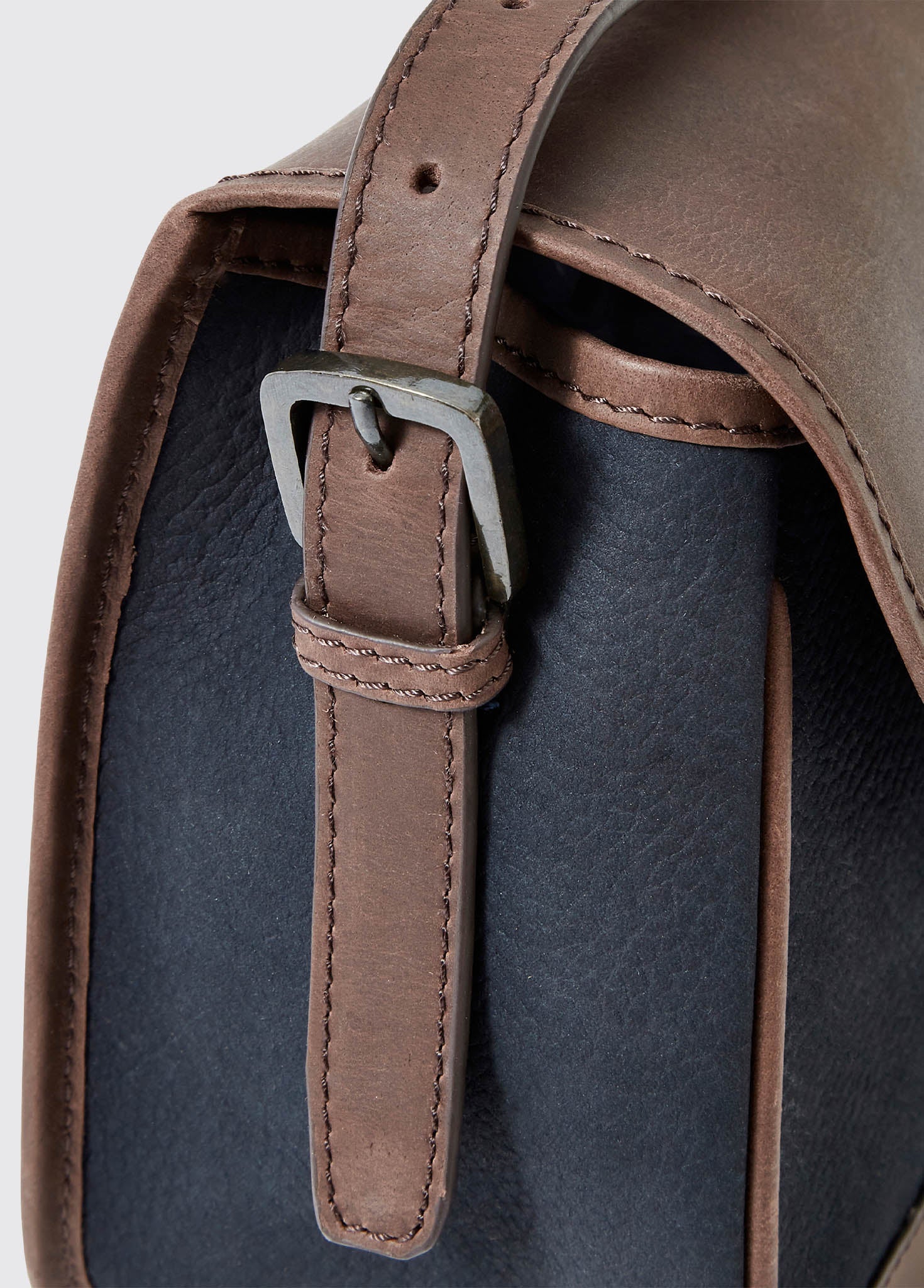 Clara Ladies Leather Saddle bag - Navy/Brown - Image 7