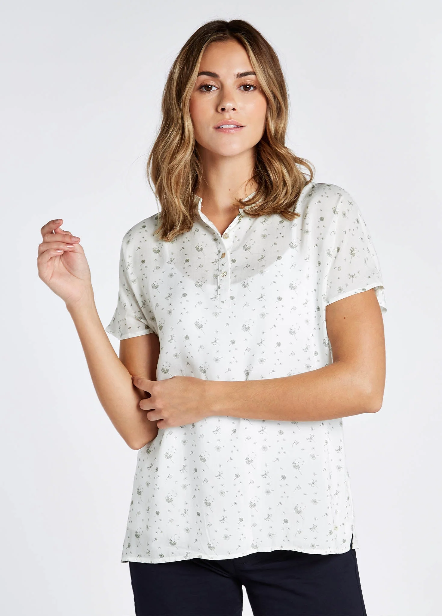 Waterfall Printed Top - White - Image 3