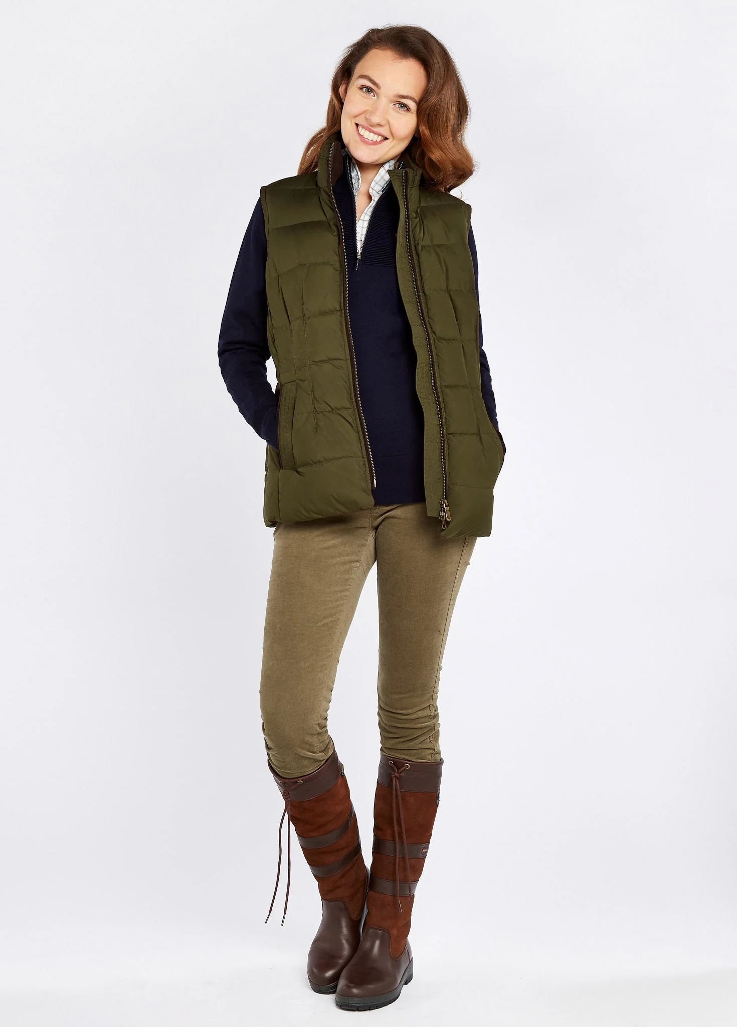 Spiddal Quilted Gilet - Olive - Image 2