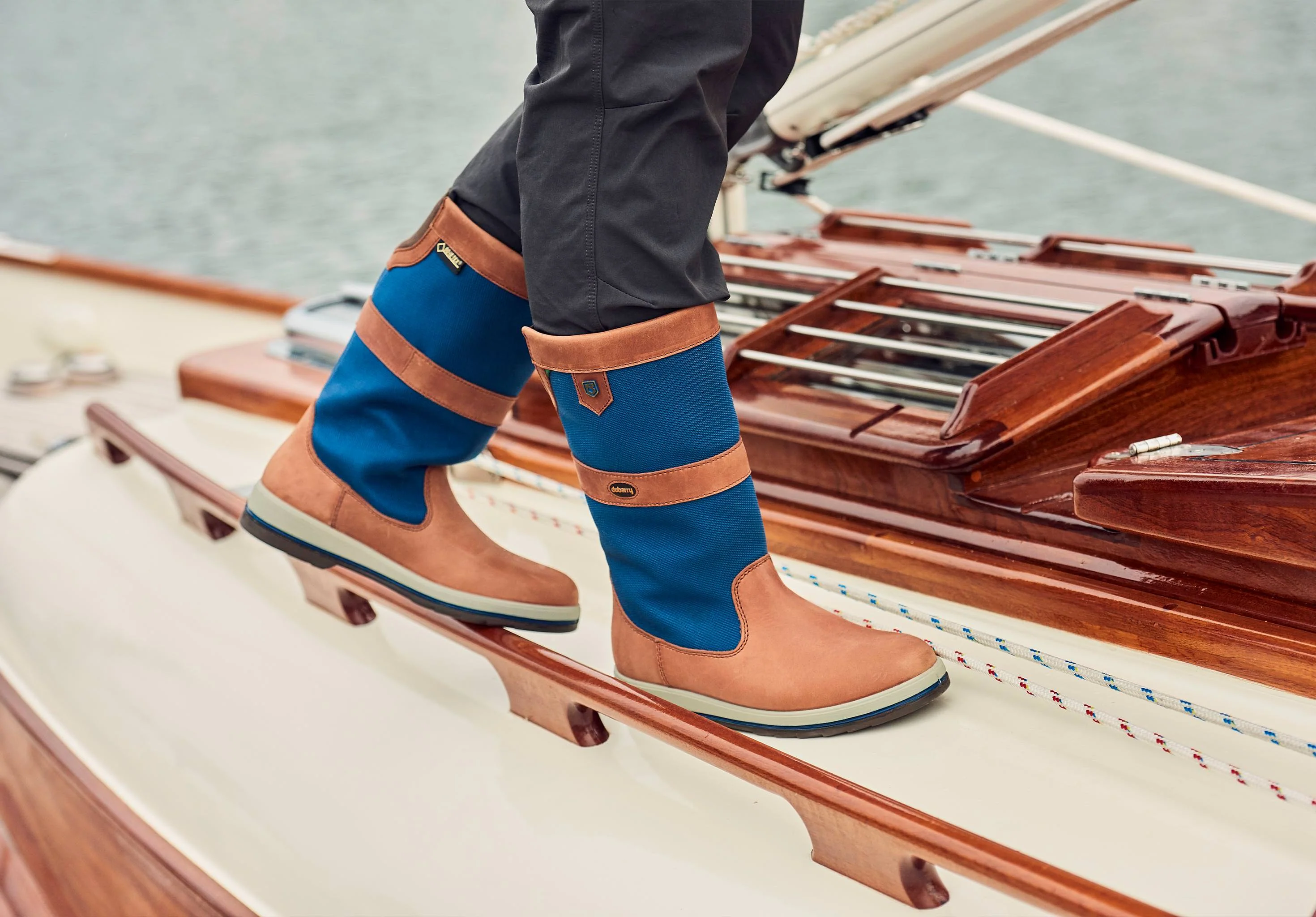 Shamrock Ladies Sailing Boot - Navy/Brown - Image 3