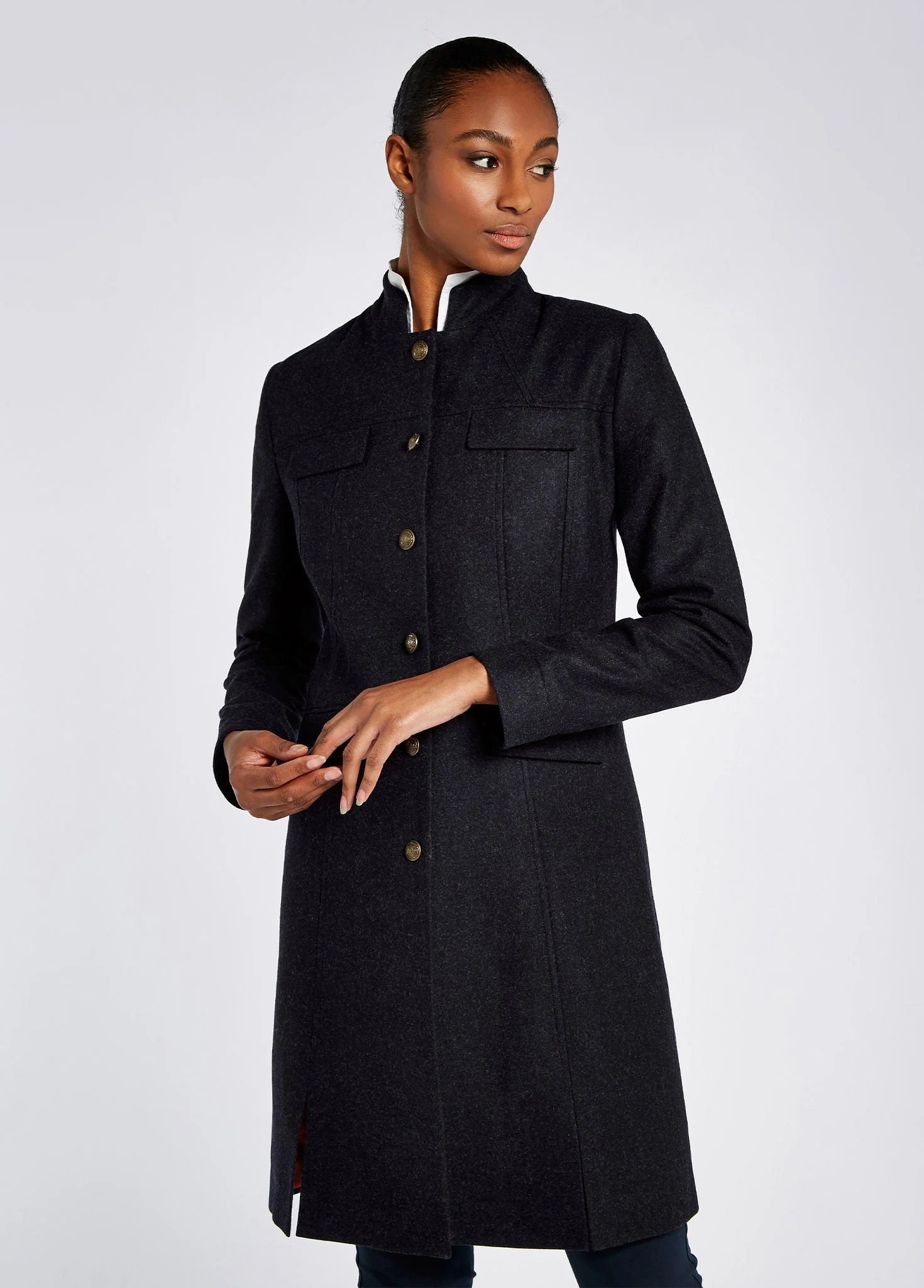Coolepark Tweed Coat - Navy - Image 4