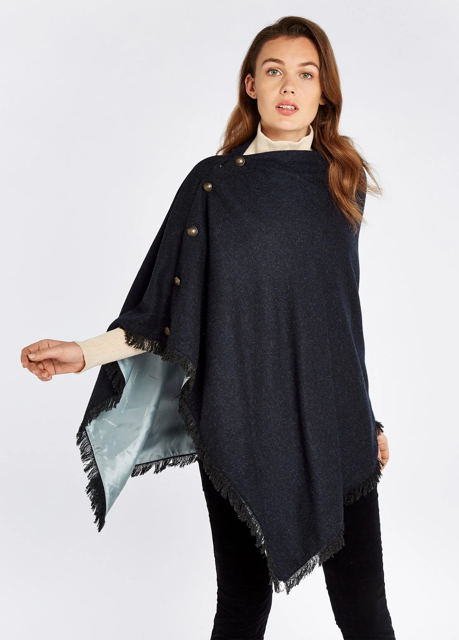 Hazelwood Tweed Poncho - Navy - Image 4
