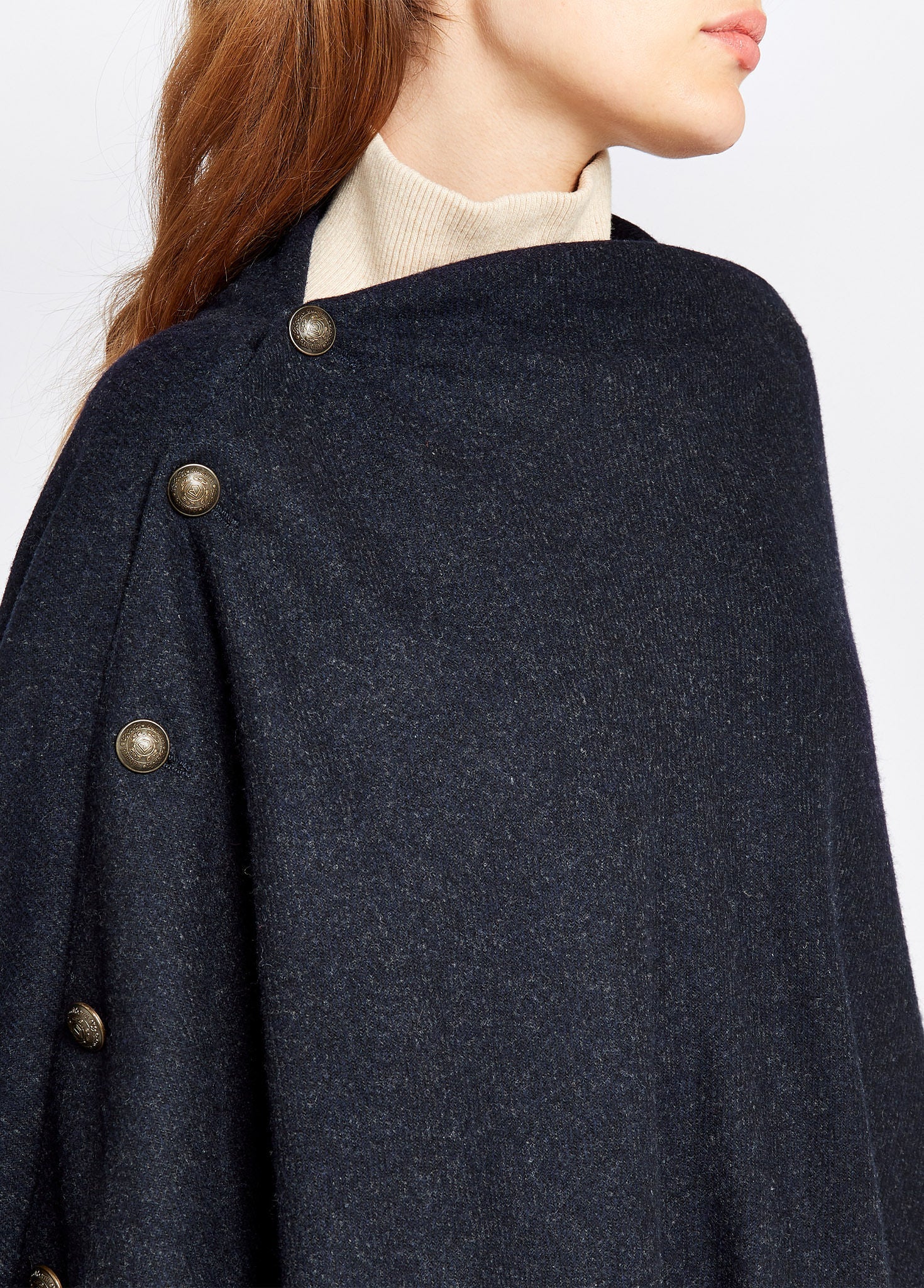 Hazelwood Tweed Poncho - Navy - Image 5