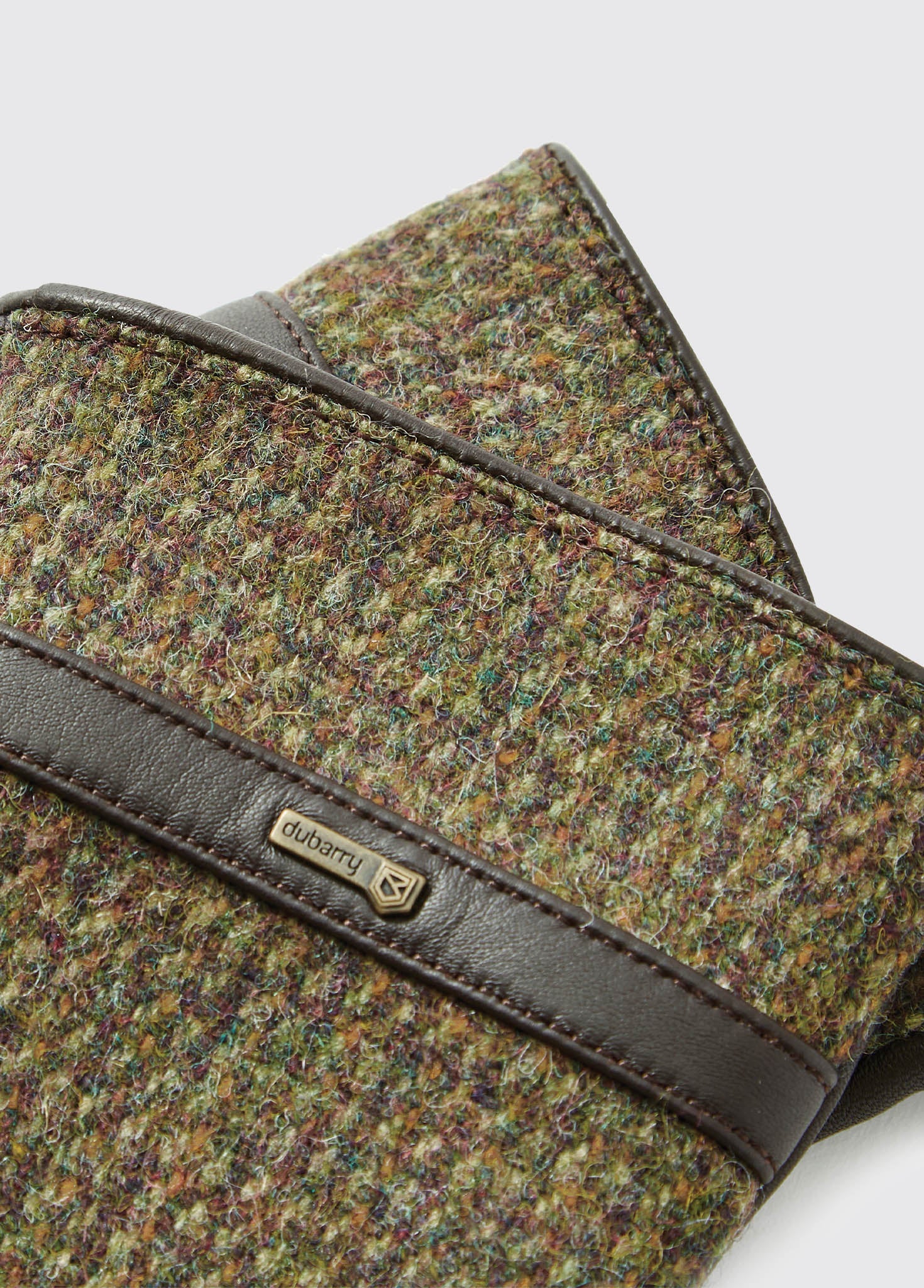 Ballycastle Ladies Tweed Leather Gloves - Heath - Image 2