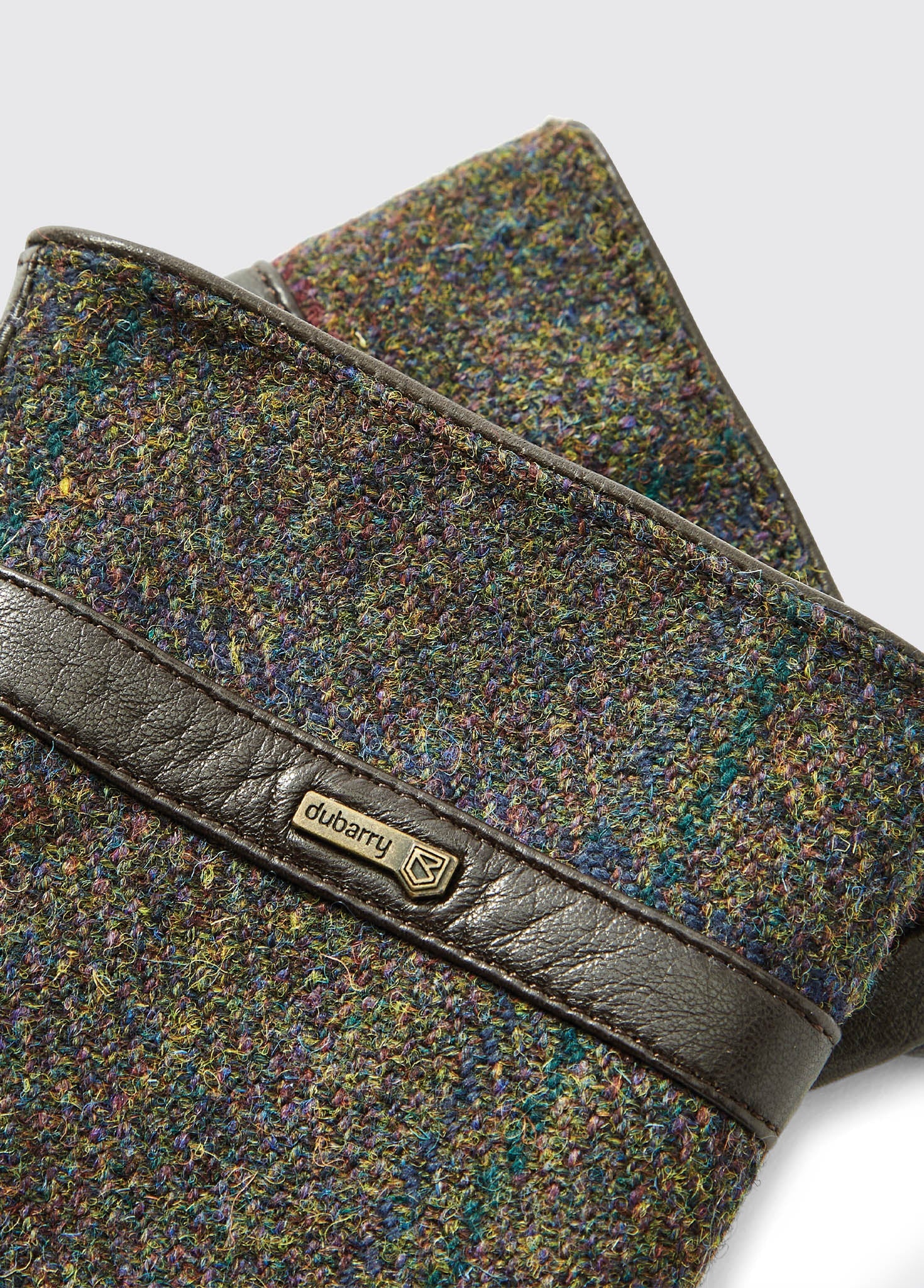 Ballycastle Ladies Tweed Leather Gloves - Hemlock - Image 3