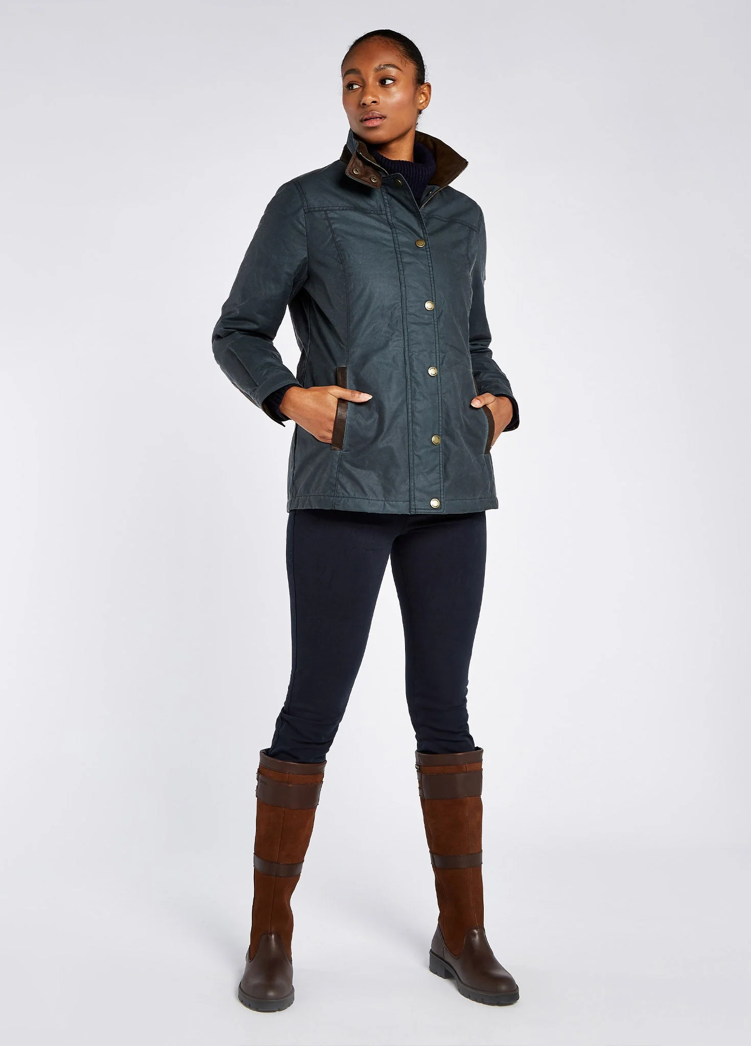 Mountrath Wax Jacket - Dark Pebble - Image 4