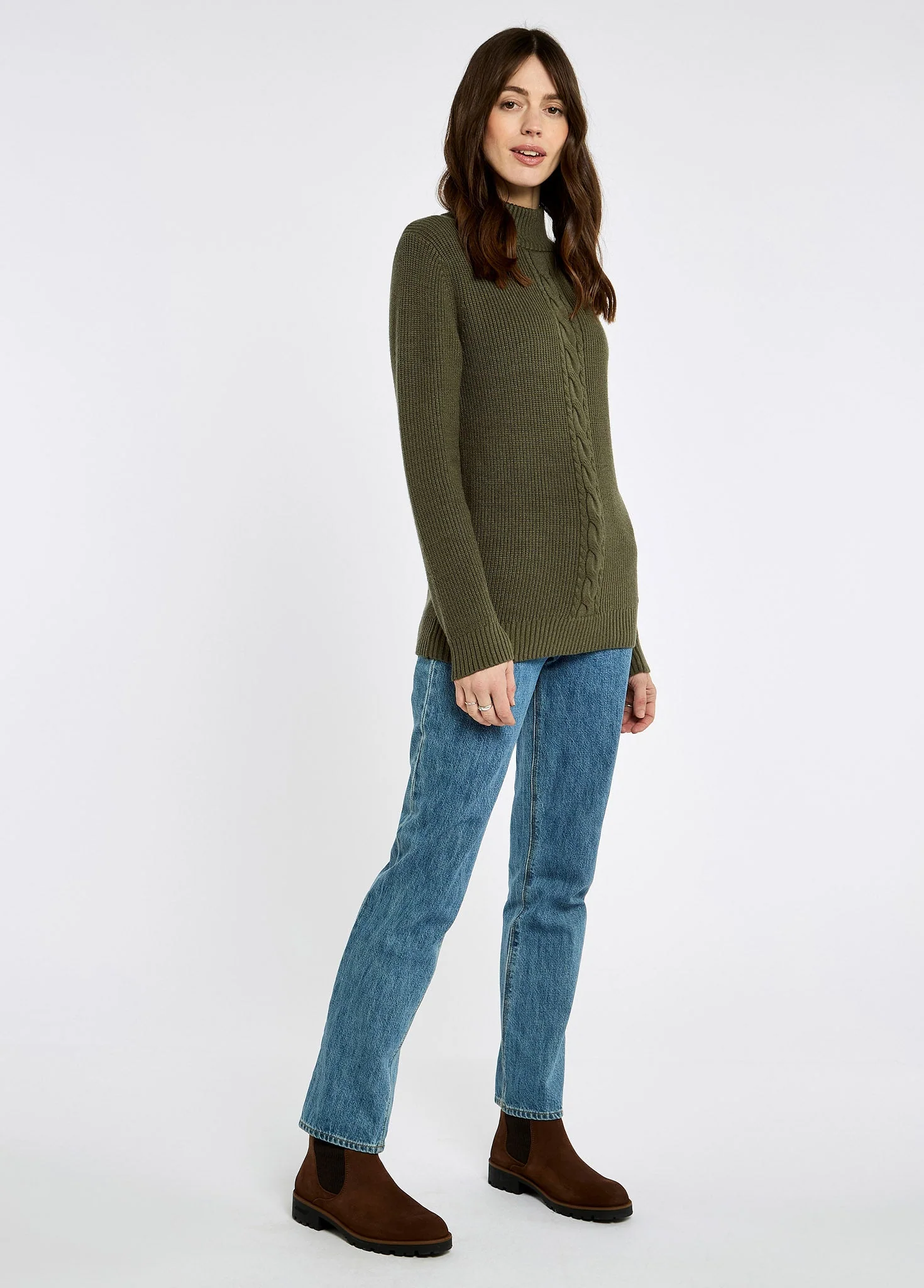 Lennon Women's sweater with mock neck - Dusky Green - Image 2