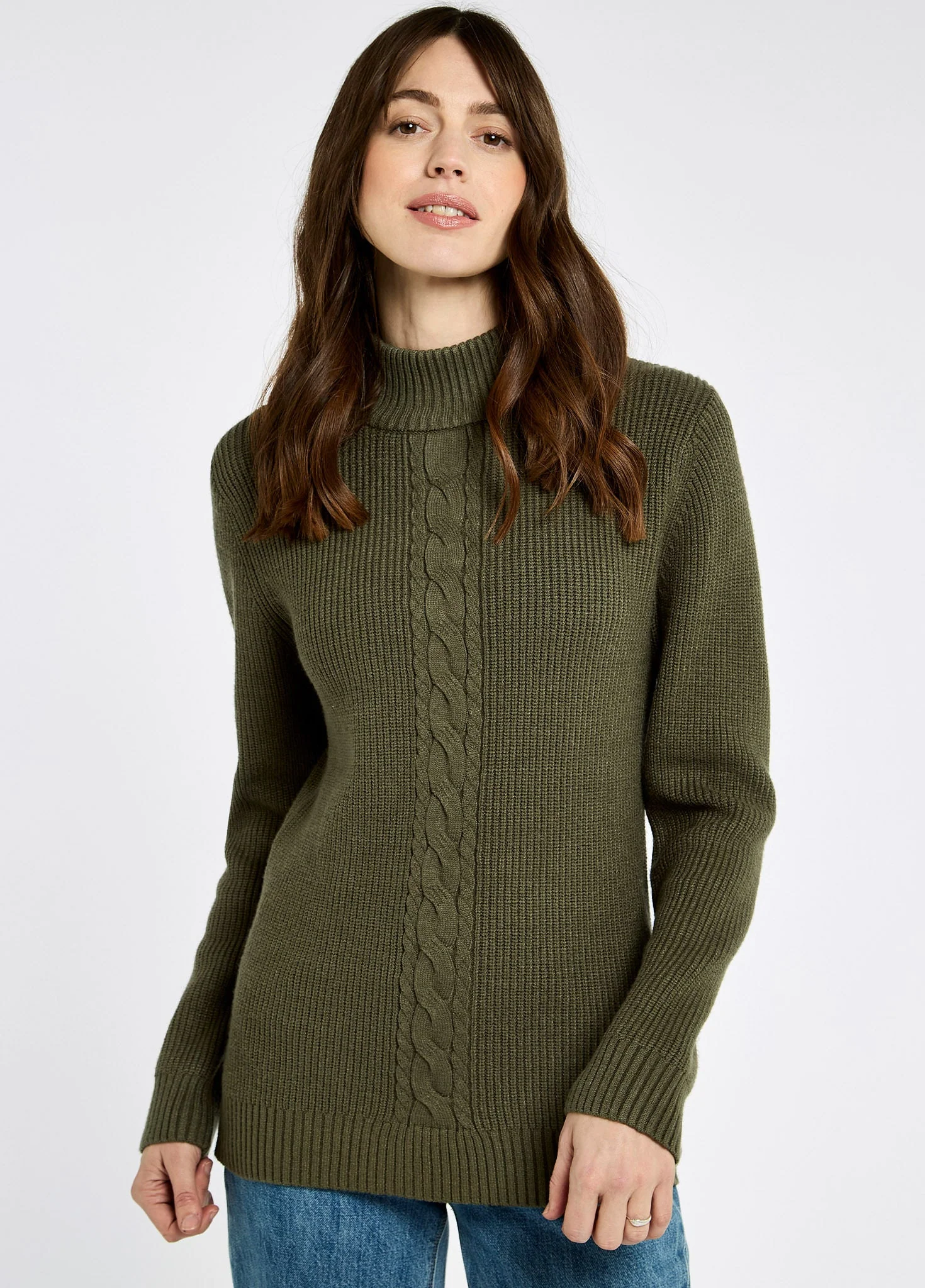 Lennon Women's sweater with mock neck - Dusky Green - Image 3