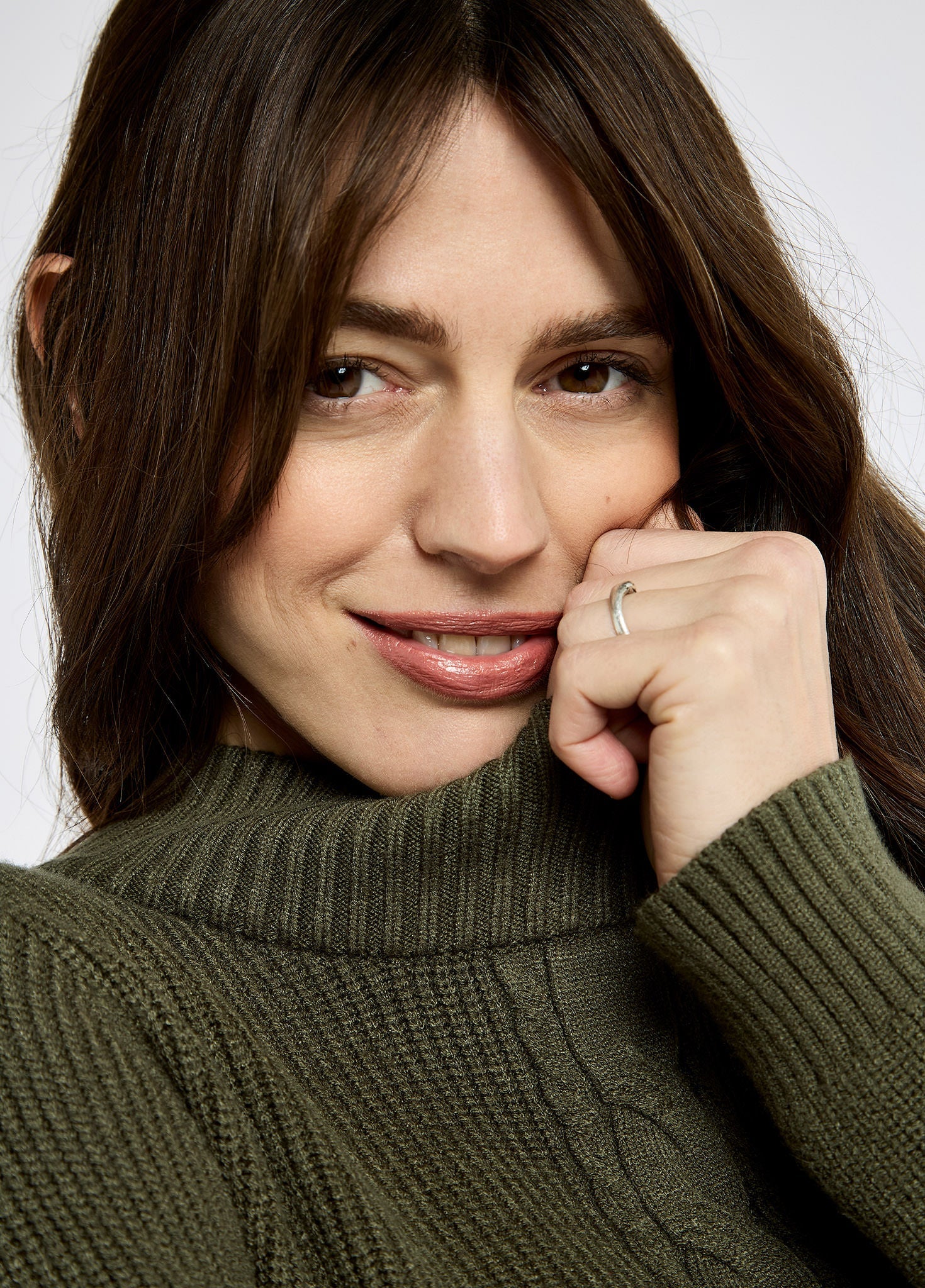 Lennon Women's sweater with mock neck - Dusky Green - Image 4