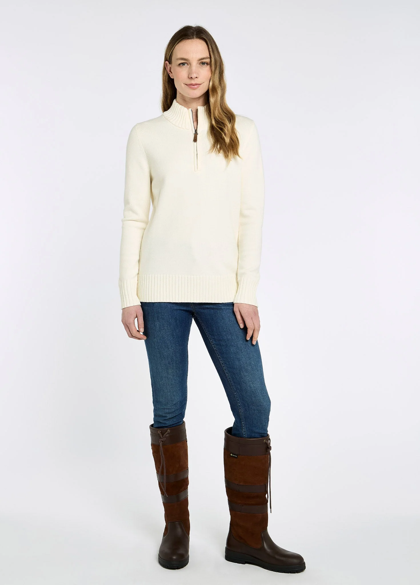 Markham Women's zip neck sweater - Chalk - Image 2