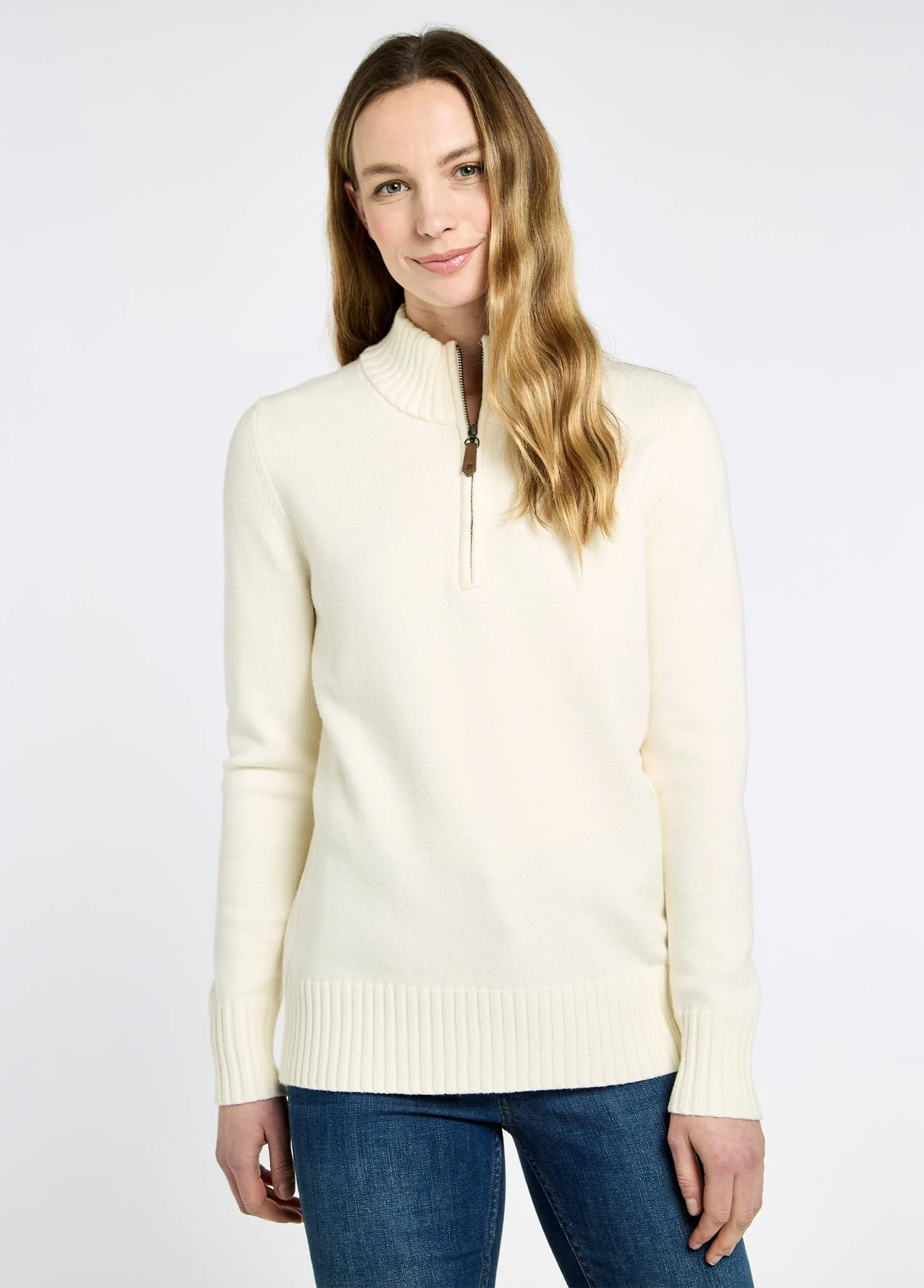 Markham Women's zip neck sweater - Chalk - Image 4