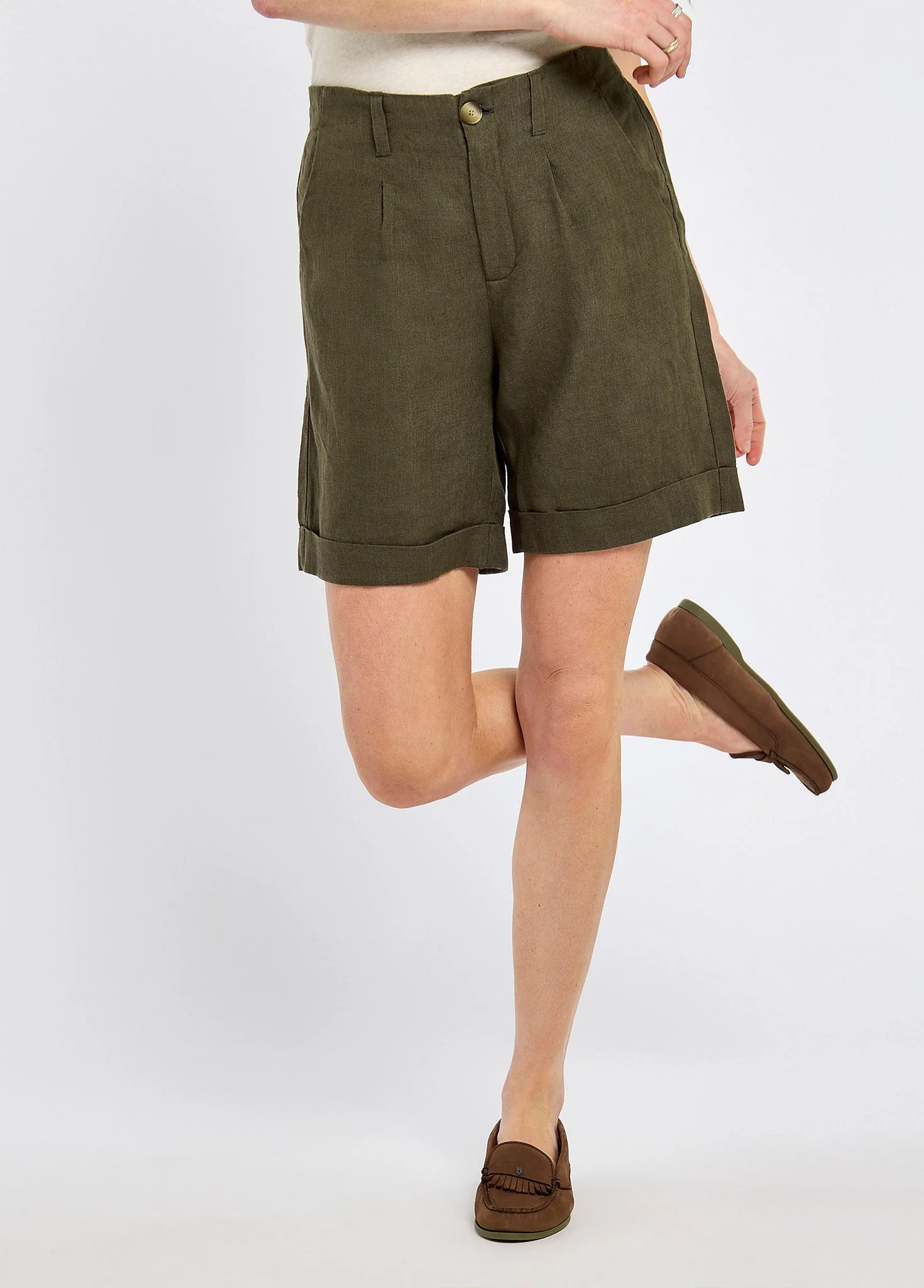 Maryland Women’s linen shorts - Khaki - Image 4
