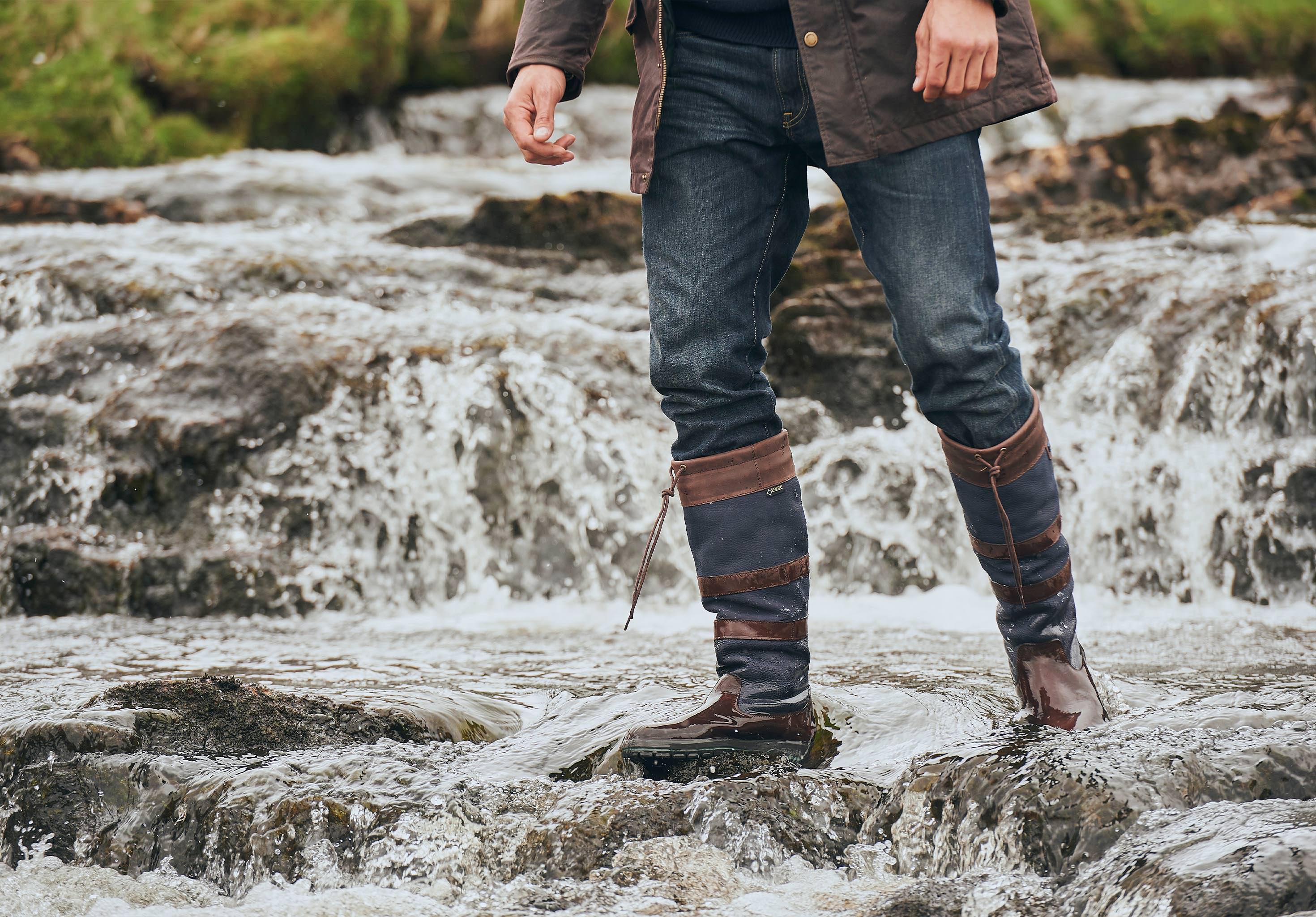 Galway Mens Country Boot - Navy/Brown - Image 2