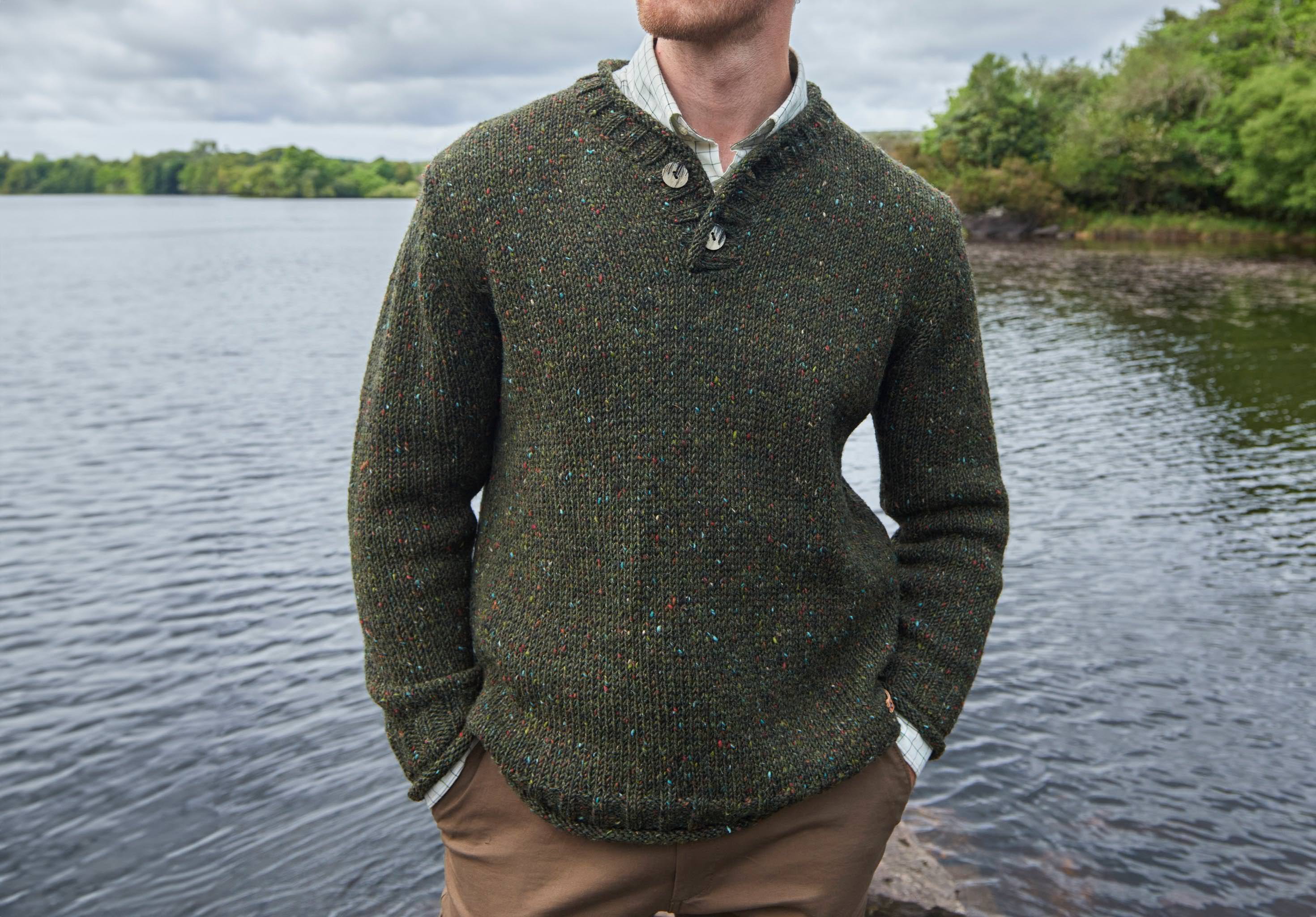 Taylor Irish Sweater - Olive - Image 3