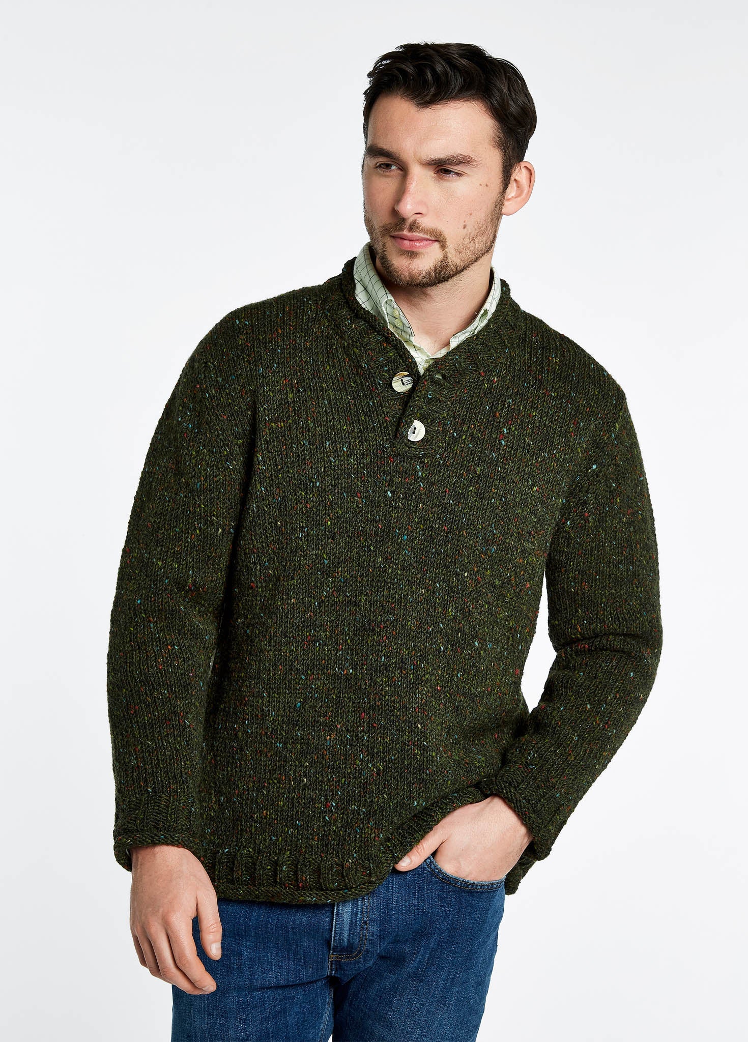 Taylor Irish Sweater - Olive - Image 4