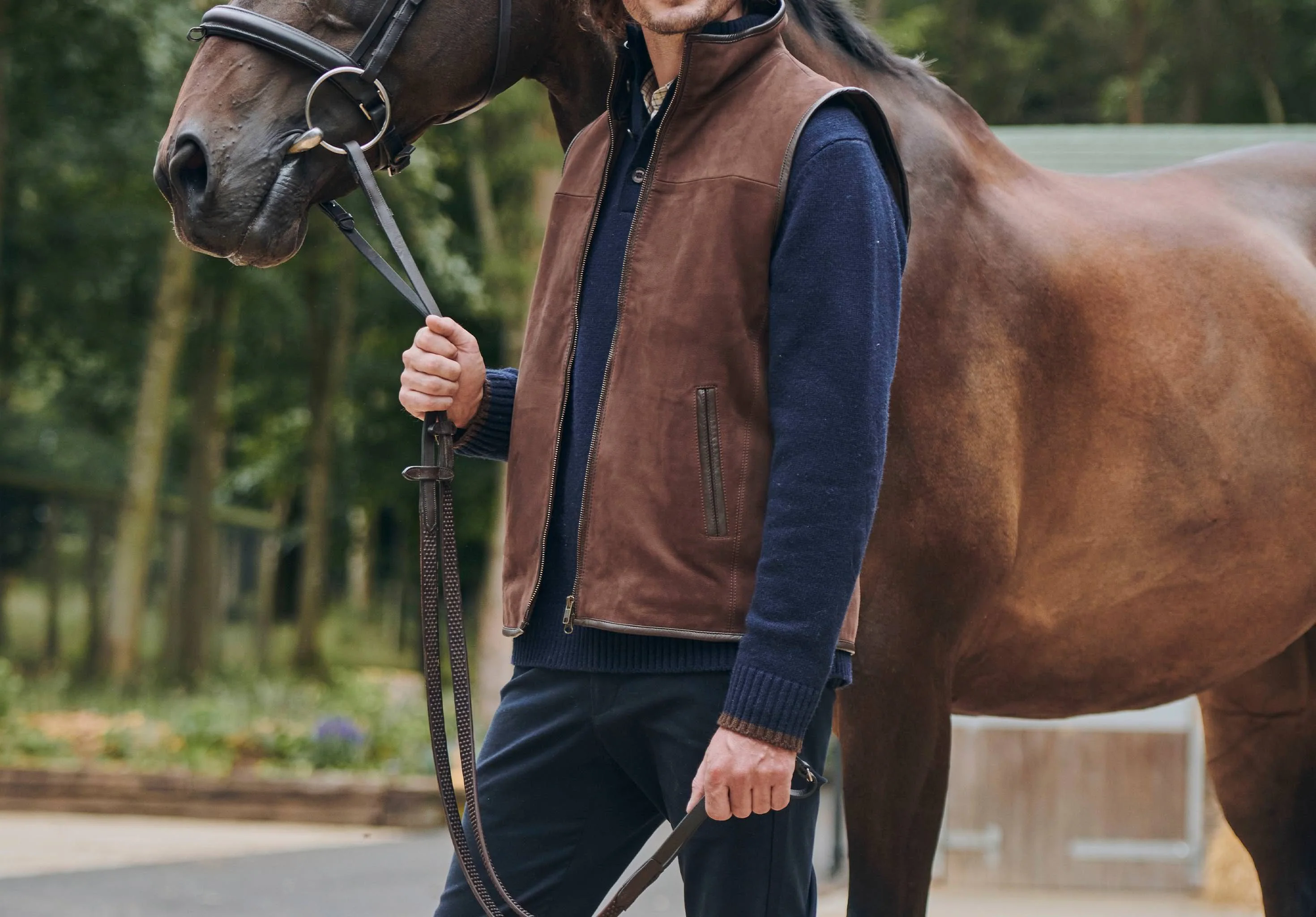 Dunhill Leather Gilet - Walnut - Image 2