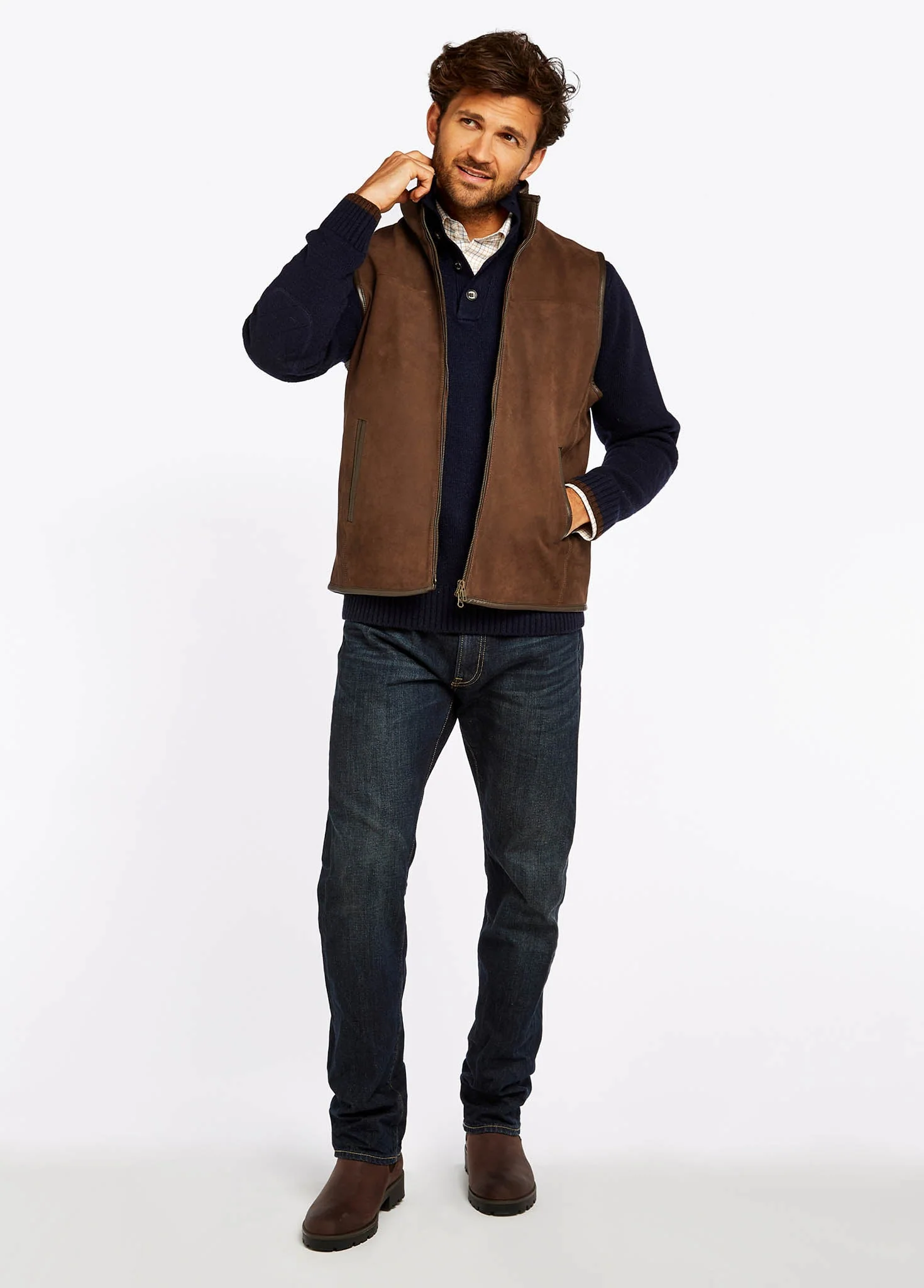 Dunhill Leather Gilet - Walnut - Image 3
