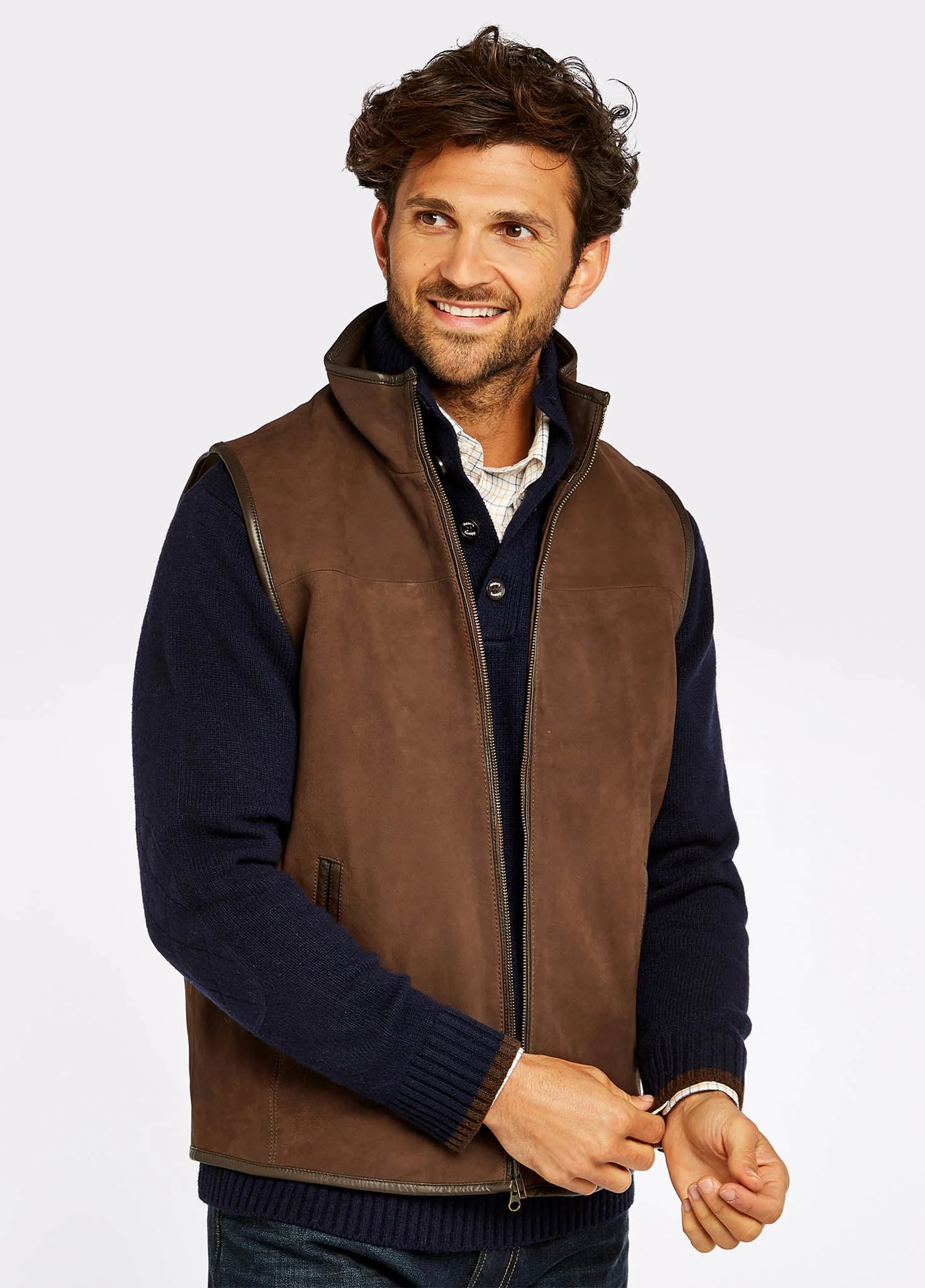 Dunhill Leather Gilet - Walnut - Image 4