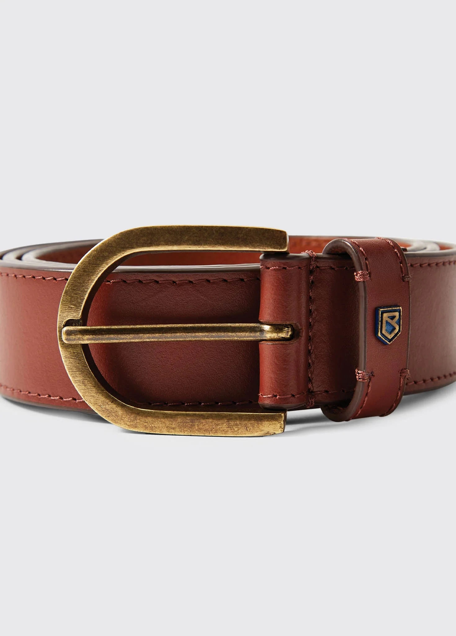 Porthall Mens Leather Belt - Chestnut - Image 2