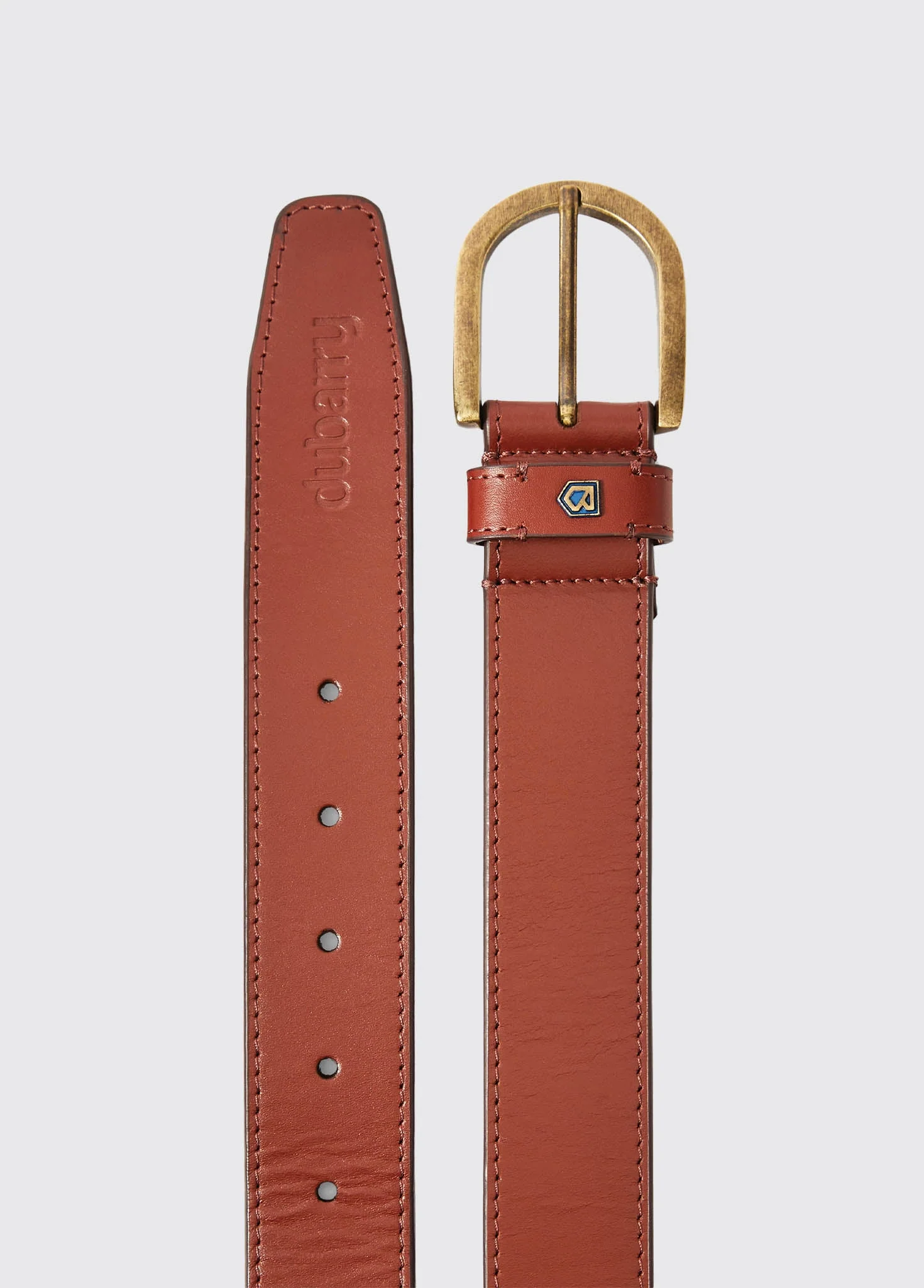 Porthall Mens Leather Belt - Chestnut - Image 3