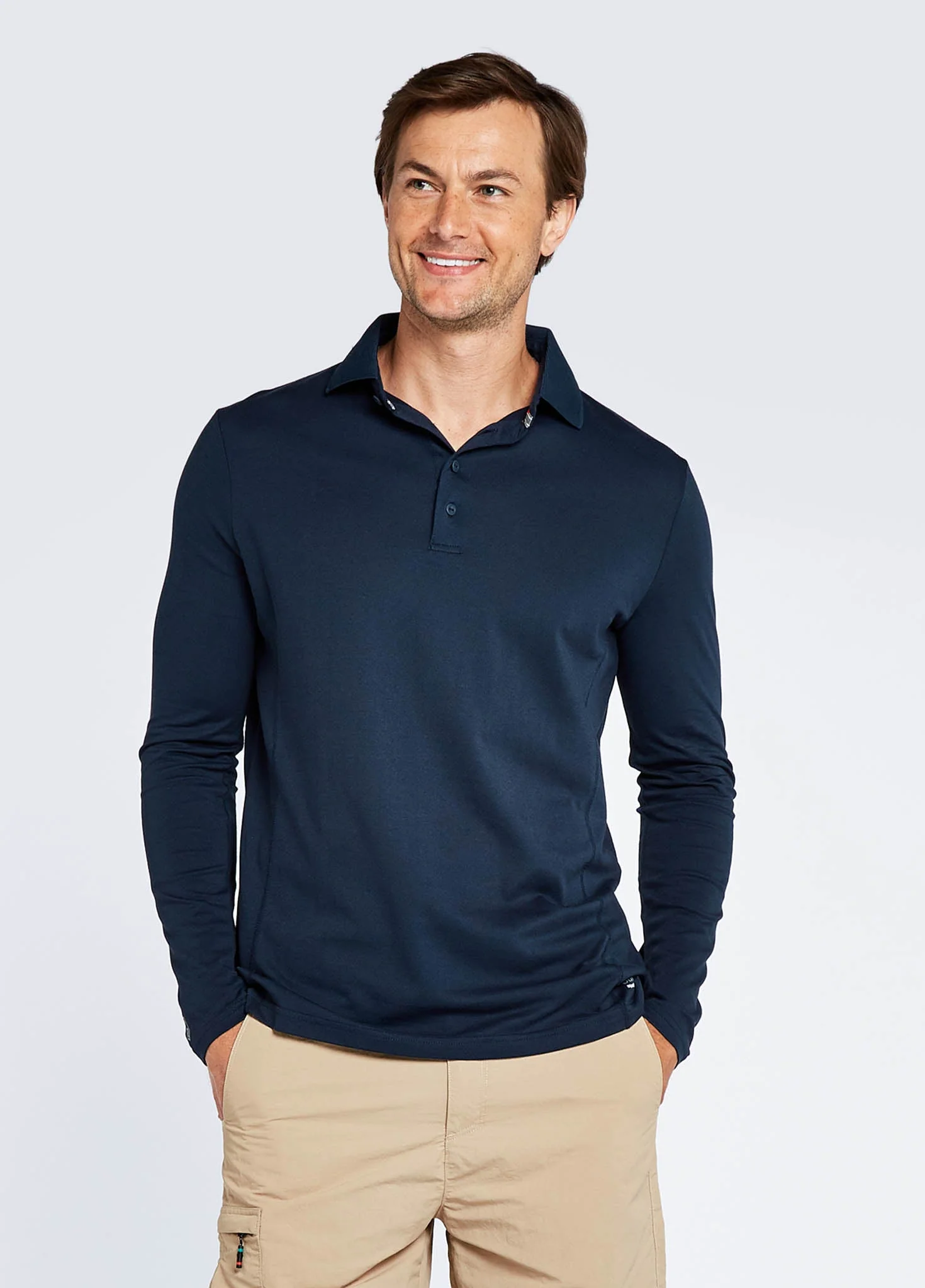 Freshford Mens Long-sleeved Polo - Navy - Image 3