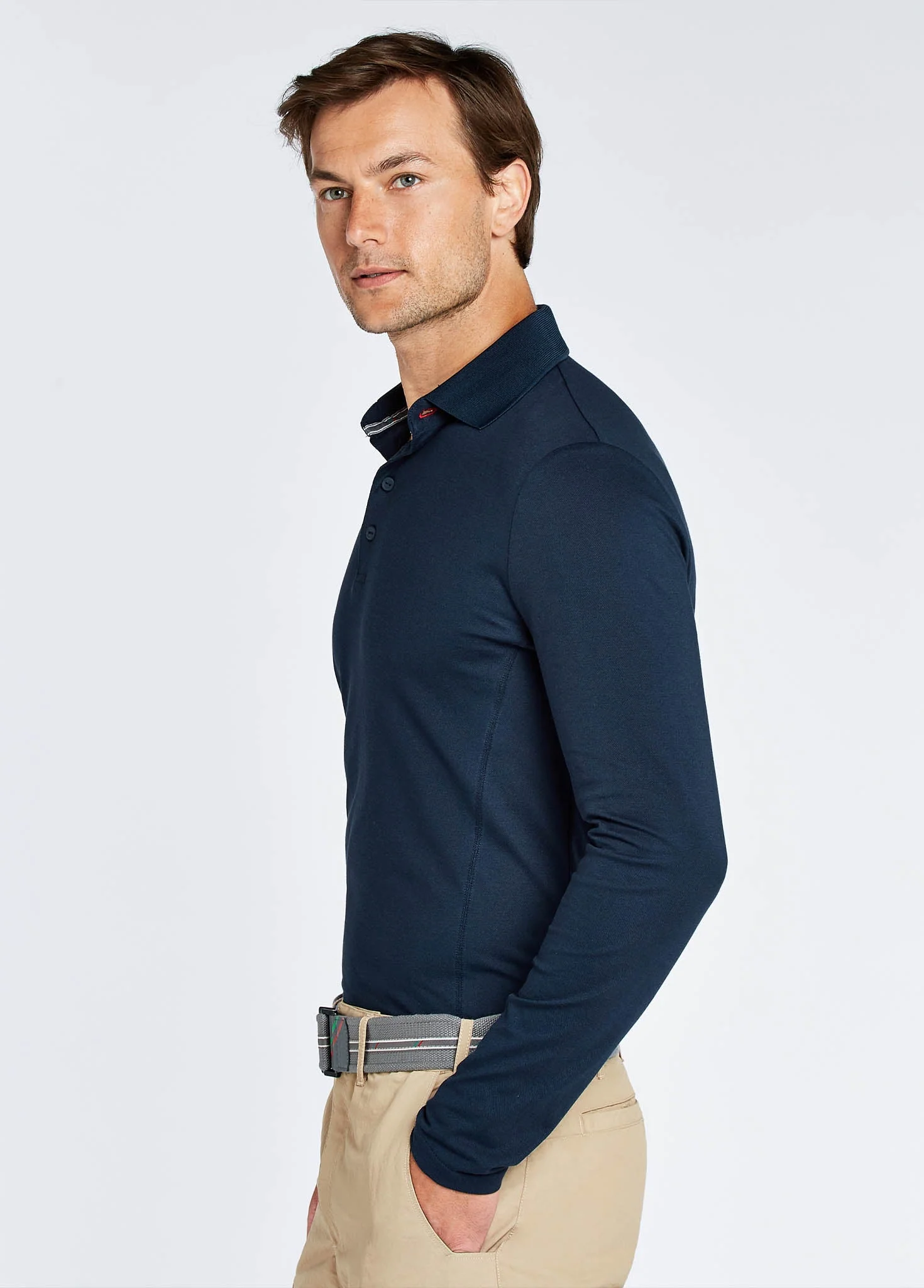 Freshford Mens Long-sleeved Polo - Navy - Image 6