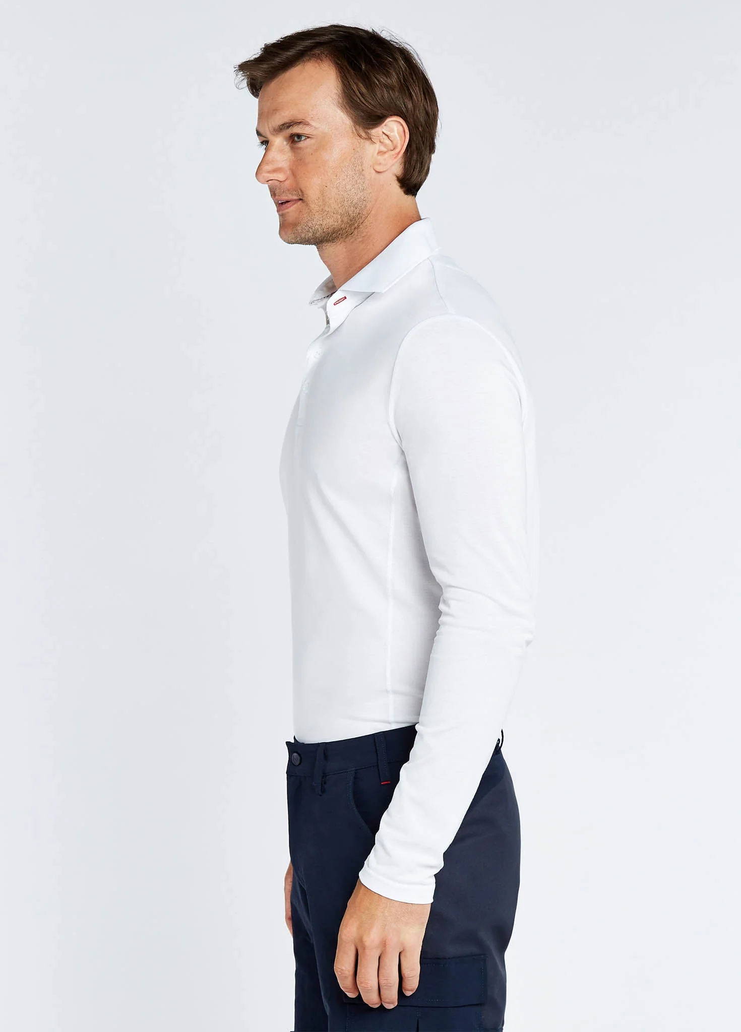 Freshford Mens Long-sleeved Polo - White - Image 3