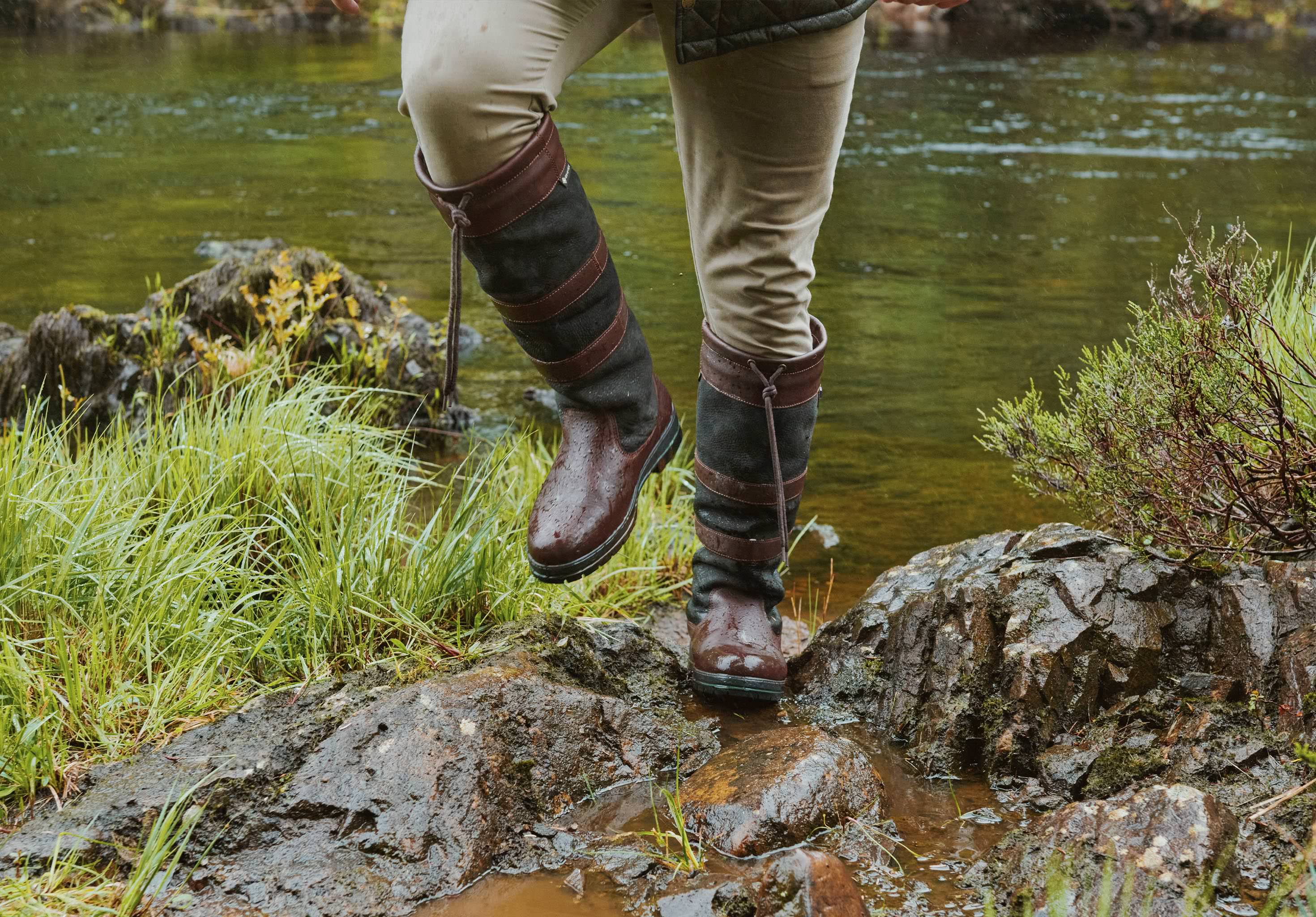 Galway Mens SlimFit™ Country Boot - Black/Brown - Image 3