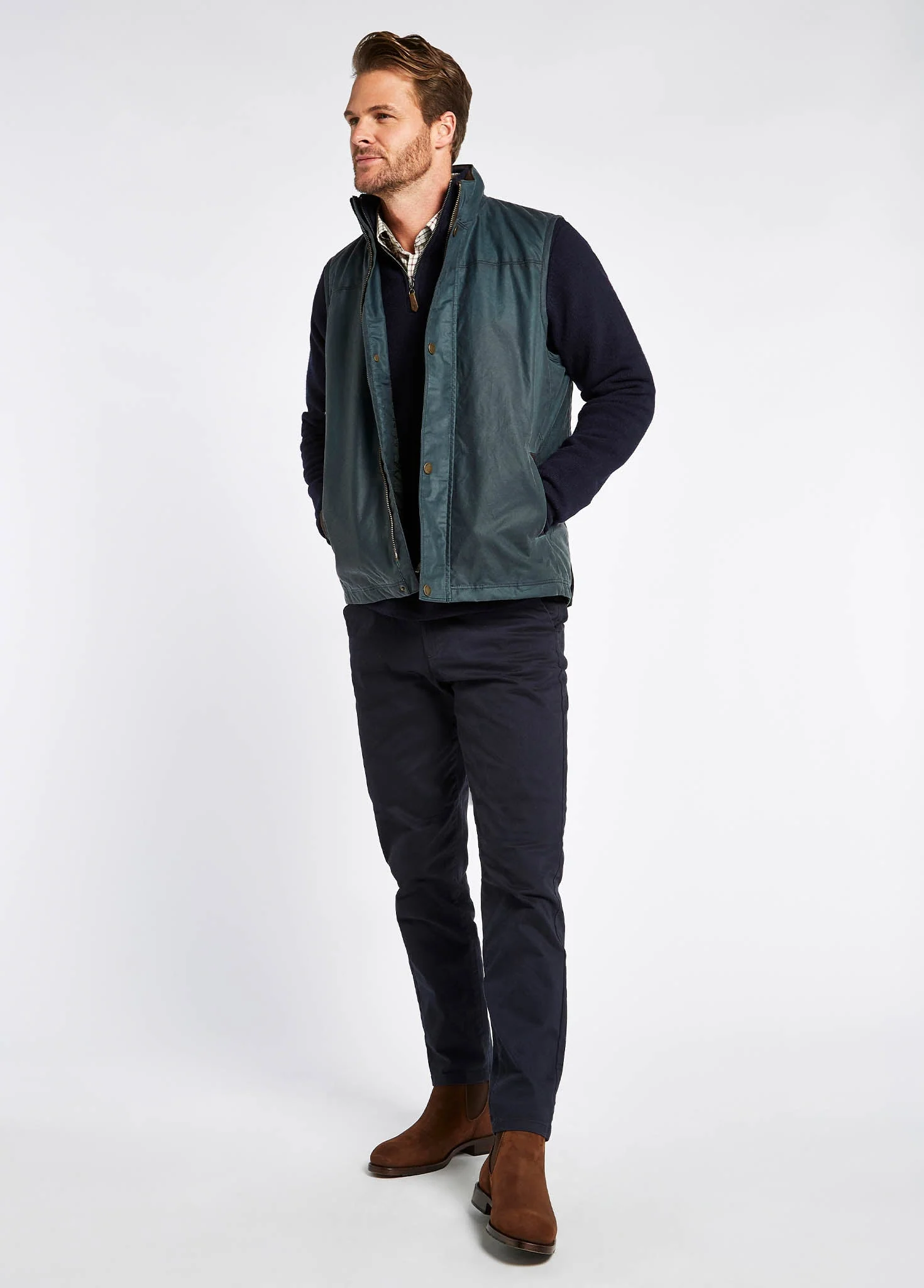 Mayfly Wax Gilet - Dark Pebble - Image 2