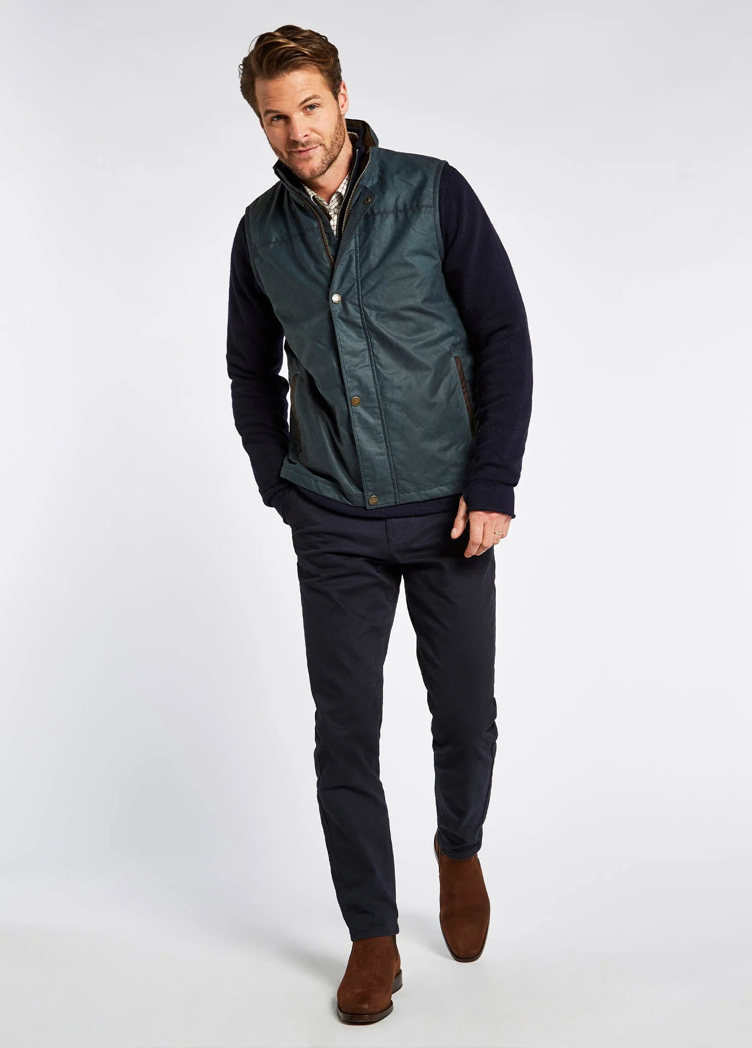 Mayfly Wax Gilet - Dark Pebble - Image 4