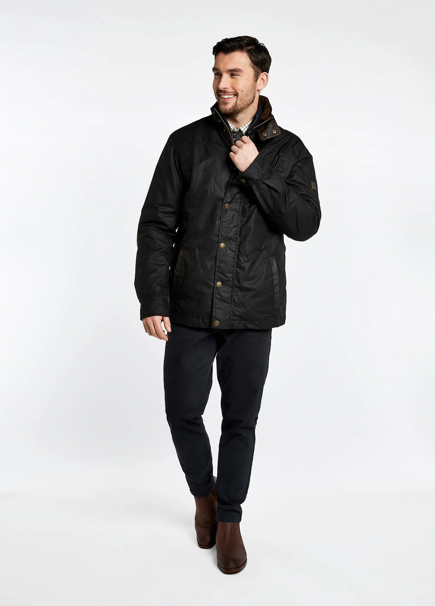 Carrickfergus Waxed Jacket - Black - Image 2