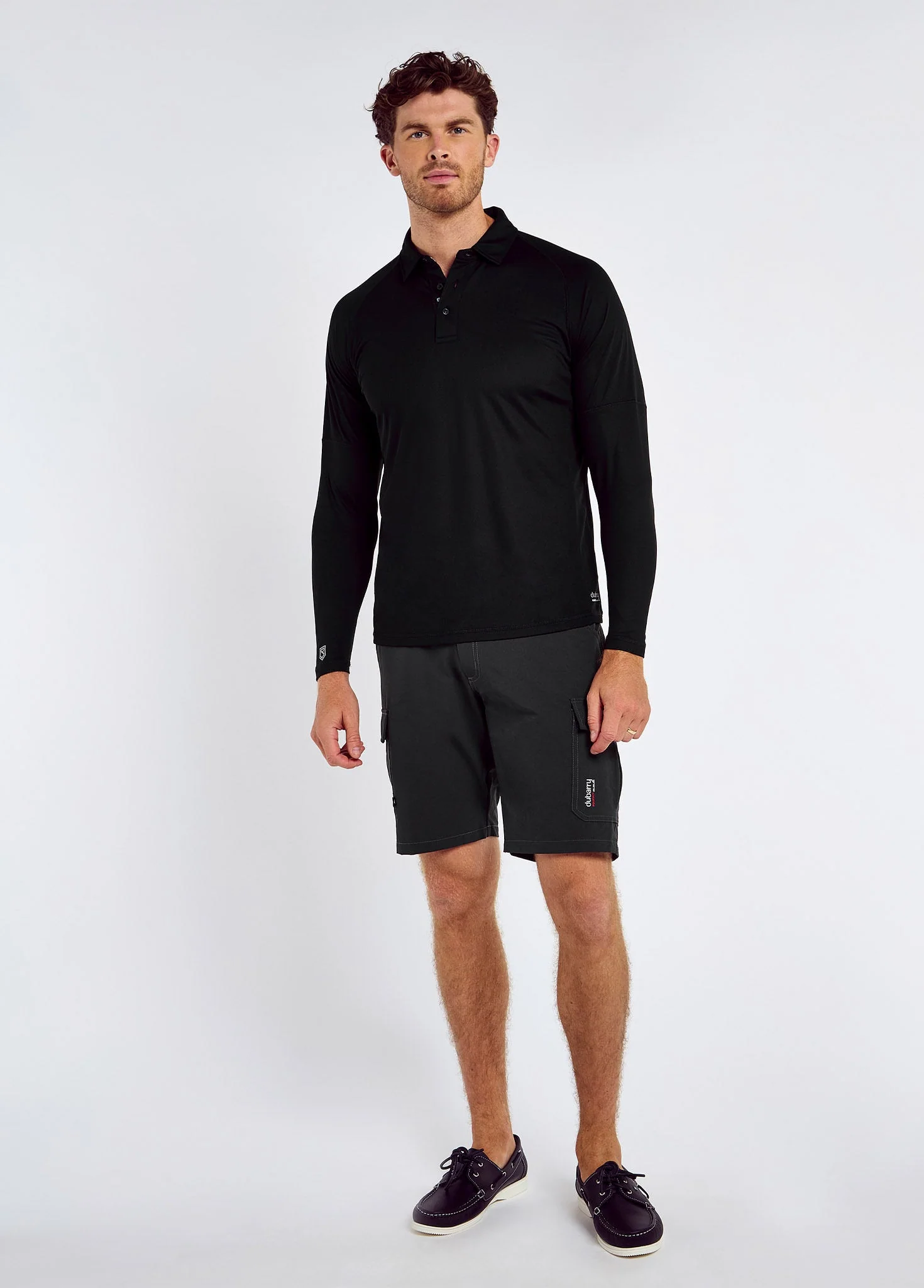 Piraeus Men's Long Sleeve Technical Polo - Black - Image 2