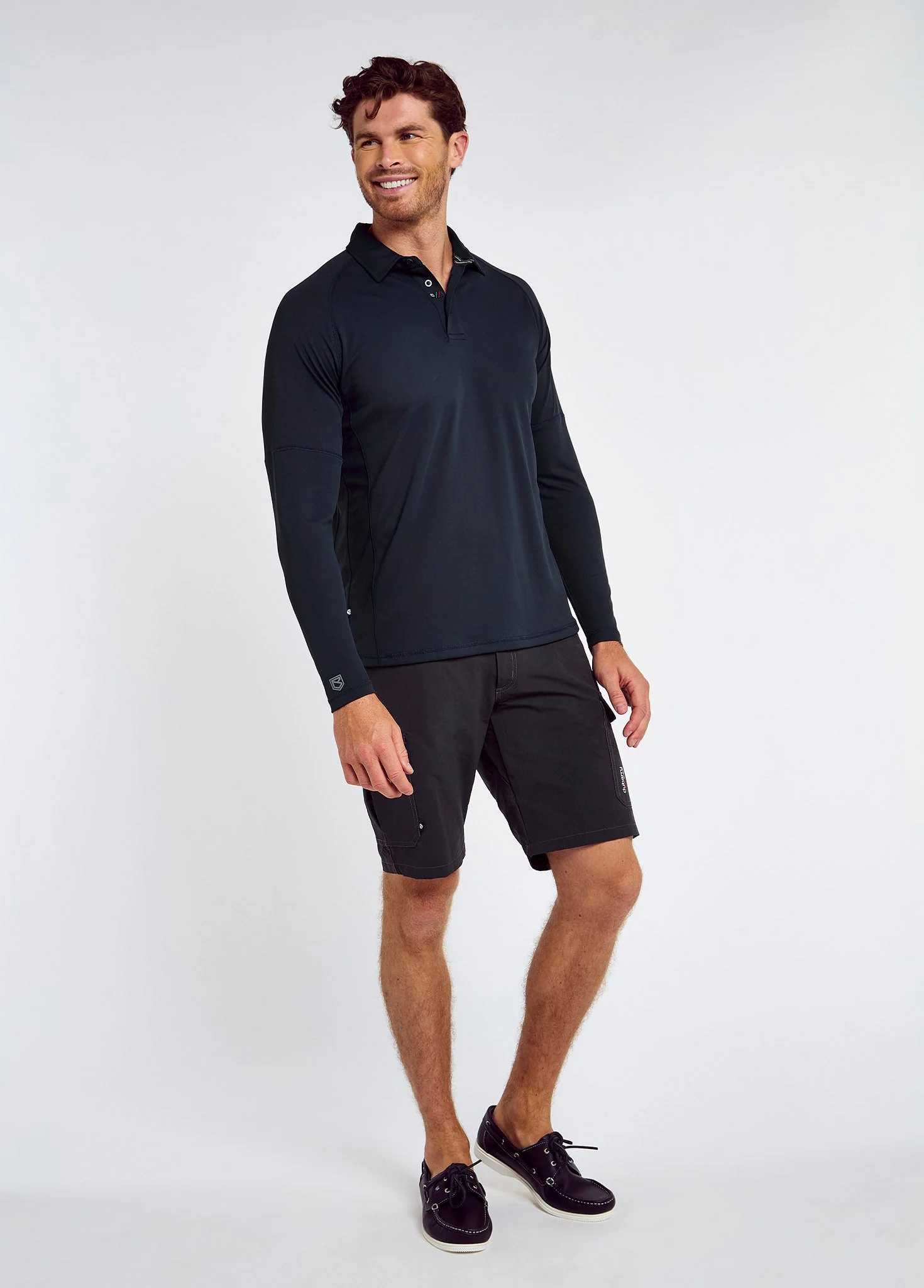 Piraeus Men's Long Sleeve Technical Polo - Navy - Image 2