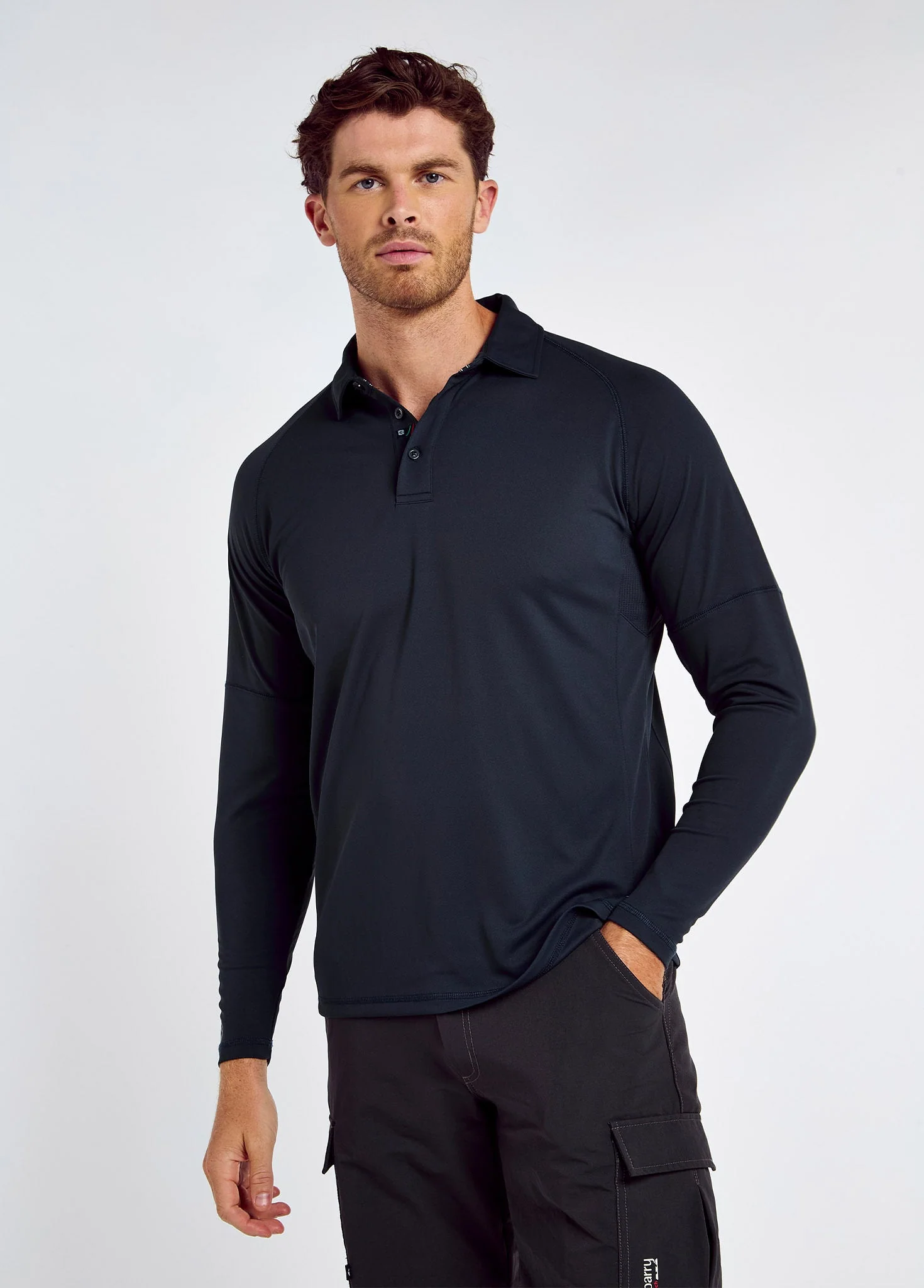 Piraeus Men's Long Sleeve Technical Polo - Navy - Image 3