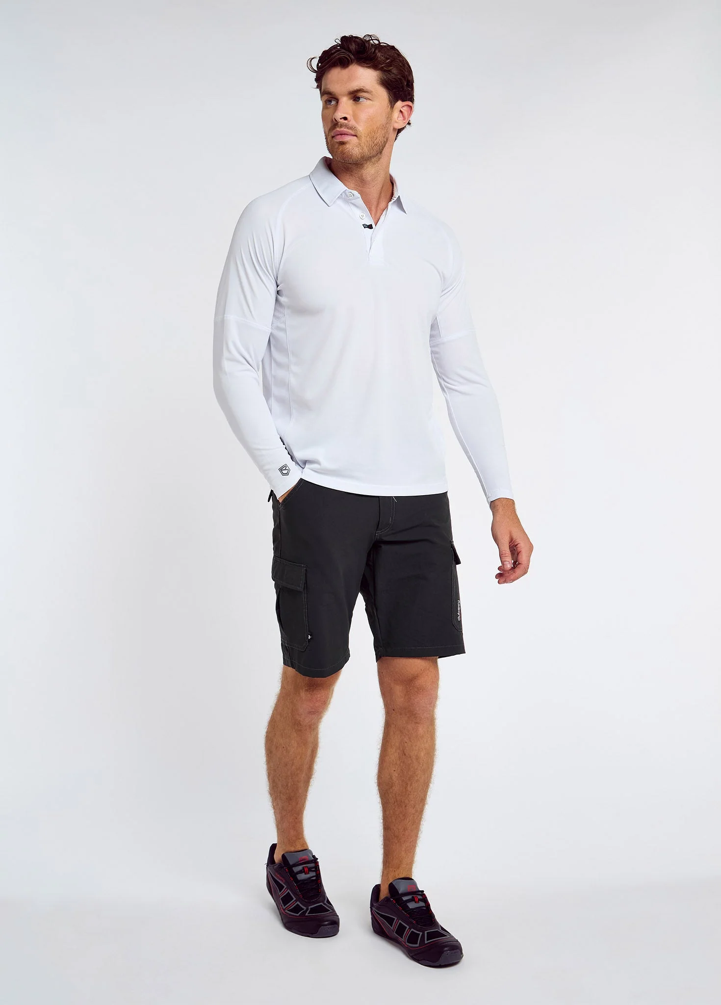 Piraeus Men's Long Sleeve Technical Polo - White - Image 2